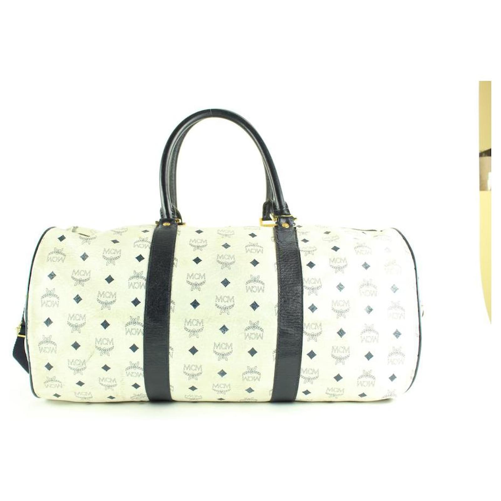 white mcm duffle bag