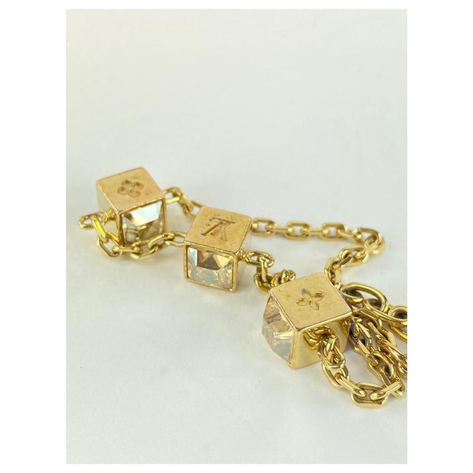 Louis Vuitton Monogram Gamble Dice Crystal Gold Tone Bracelet Louis Vuitton