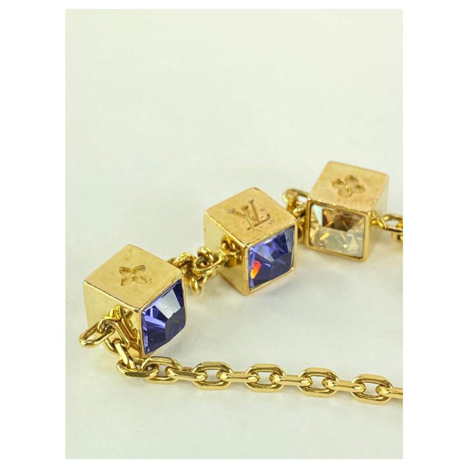 Louis Vuitton Monogram Gamble Dice Crystal Gold Tone Bracelet 