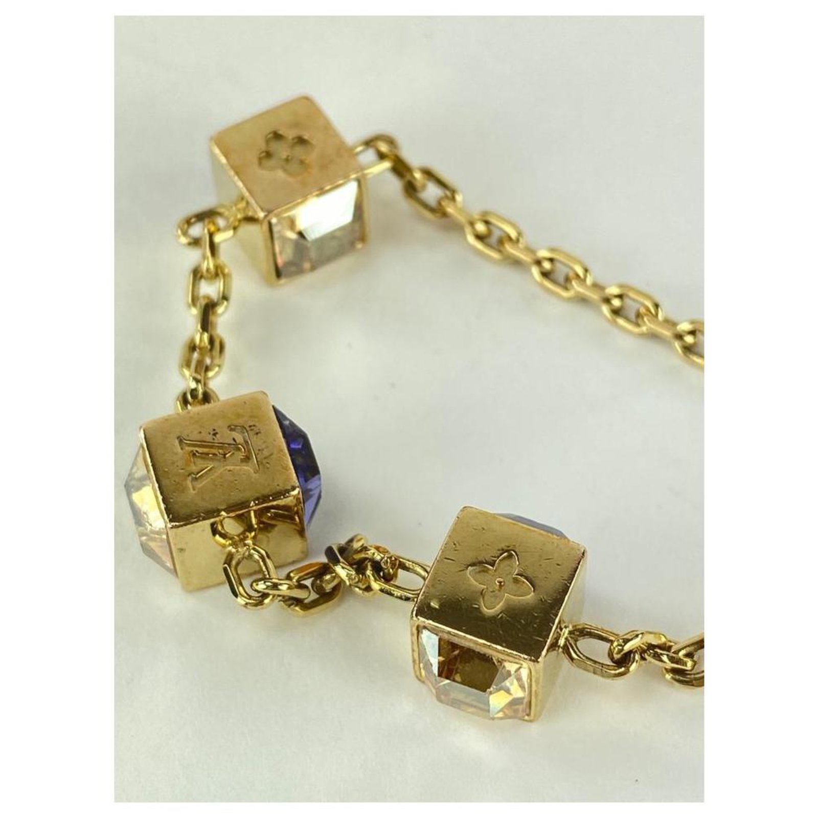 Louis Vuitton Monogram Gamble Dice Crystal Gold Tone Bracelet 