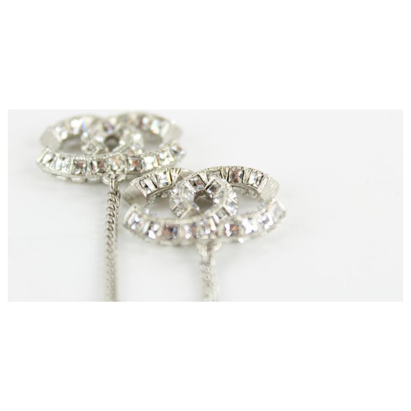 Chanel A63084 Y02003 Z3502 Silver Crystal Baguette CC Drop