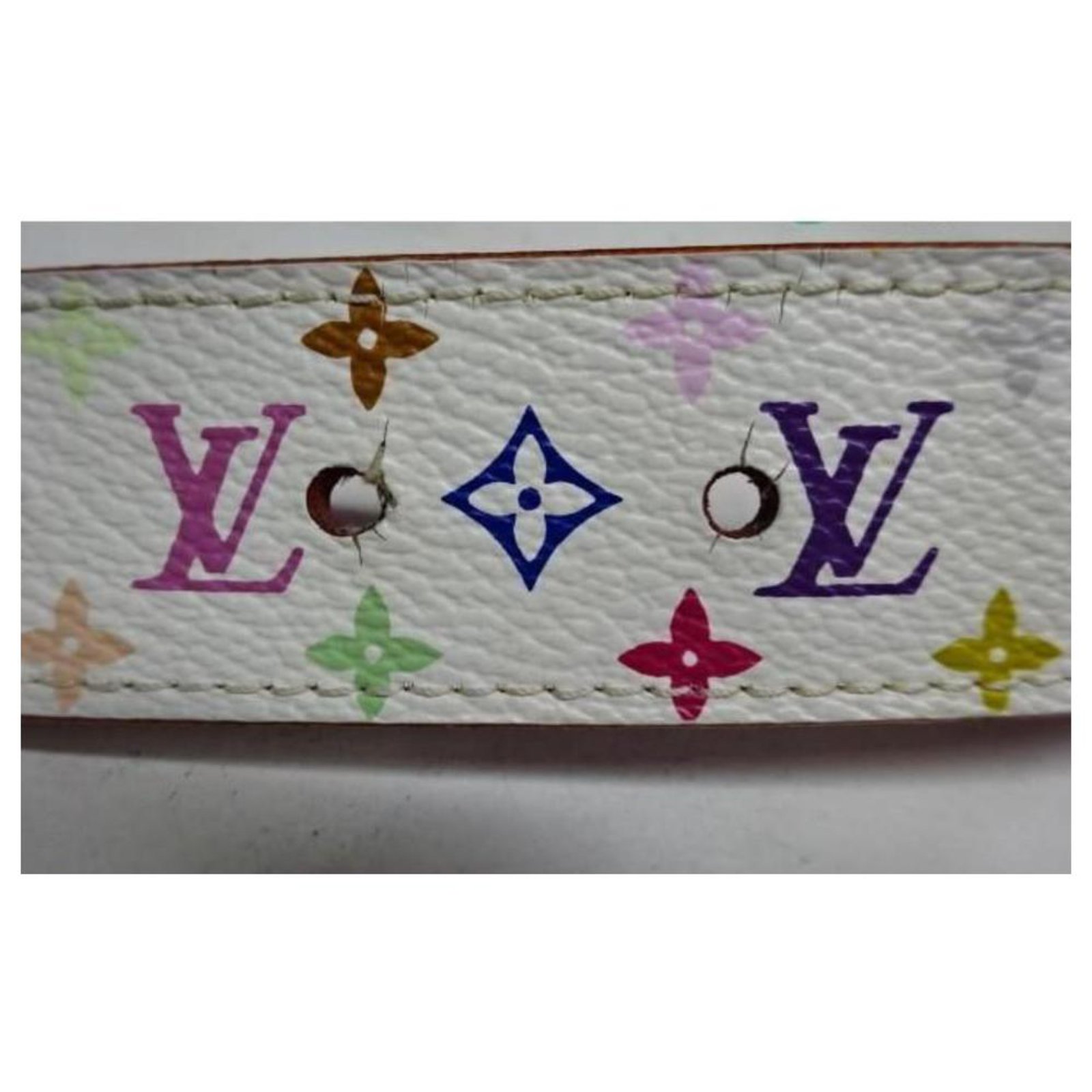 LOUIS VUITTON Monogram Multicolor Belt White LV Auth ar5567 ref.459397 -  Joli Closet