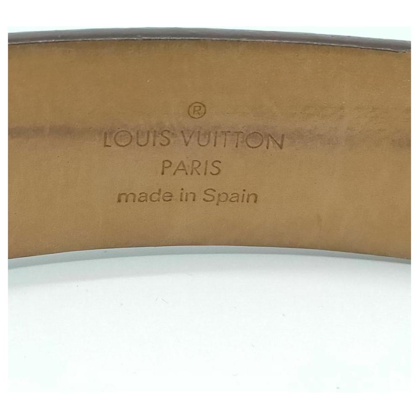Louis Vuitton Damier Ebene Belt Ceinture Carre Leather White gold  ref.294073 - Joli Closet
