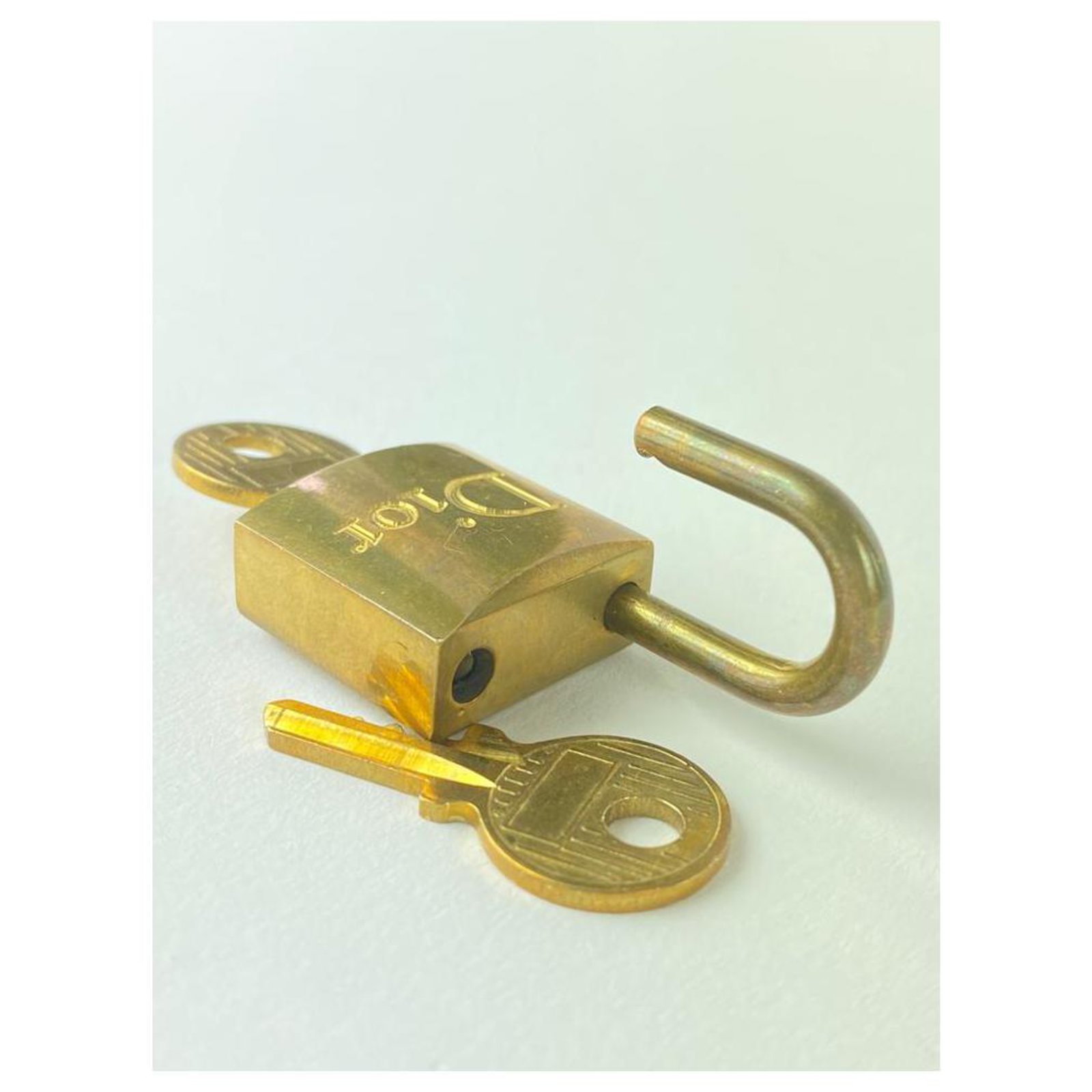 Dior Brass Logo Padlock and Key Lock Bag Charm Cadena 1DR1028