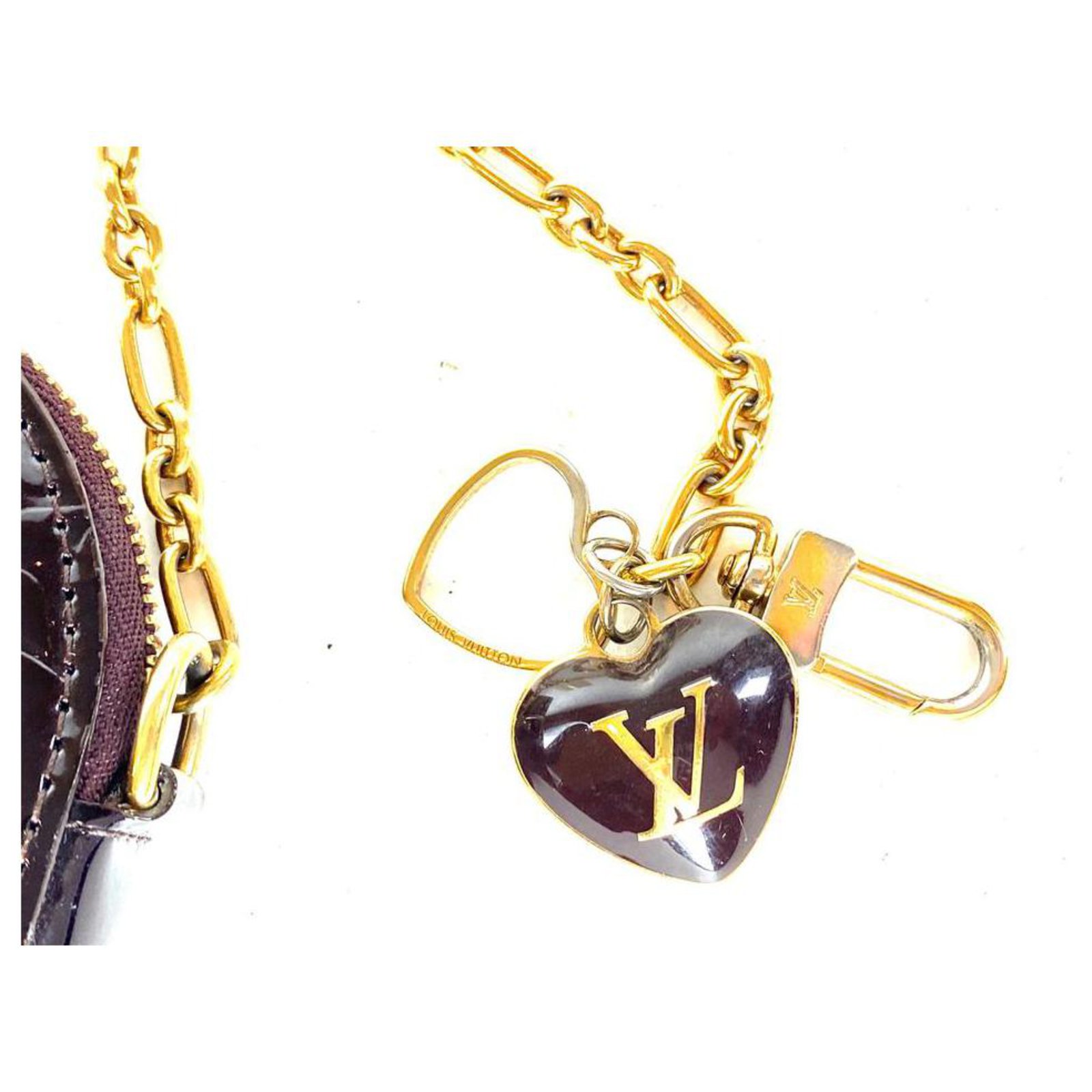 Louis Vuitton Amarante Vernis Heart Coin Purse Change Pouch RL24lva625