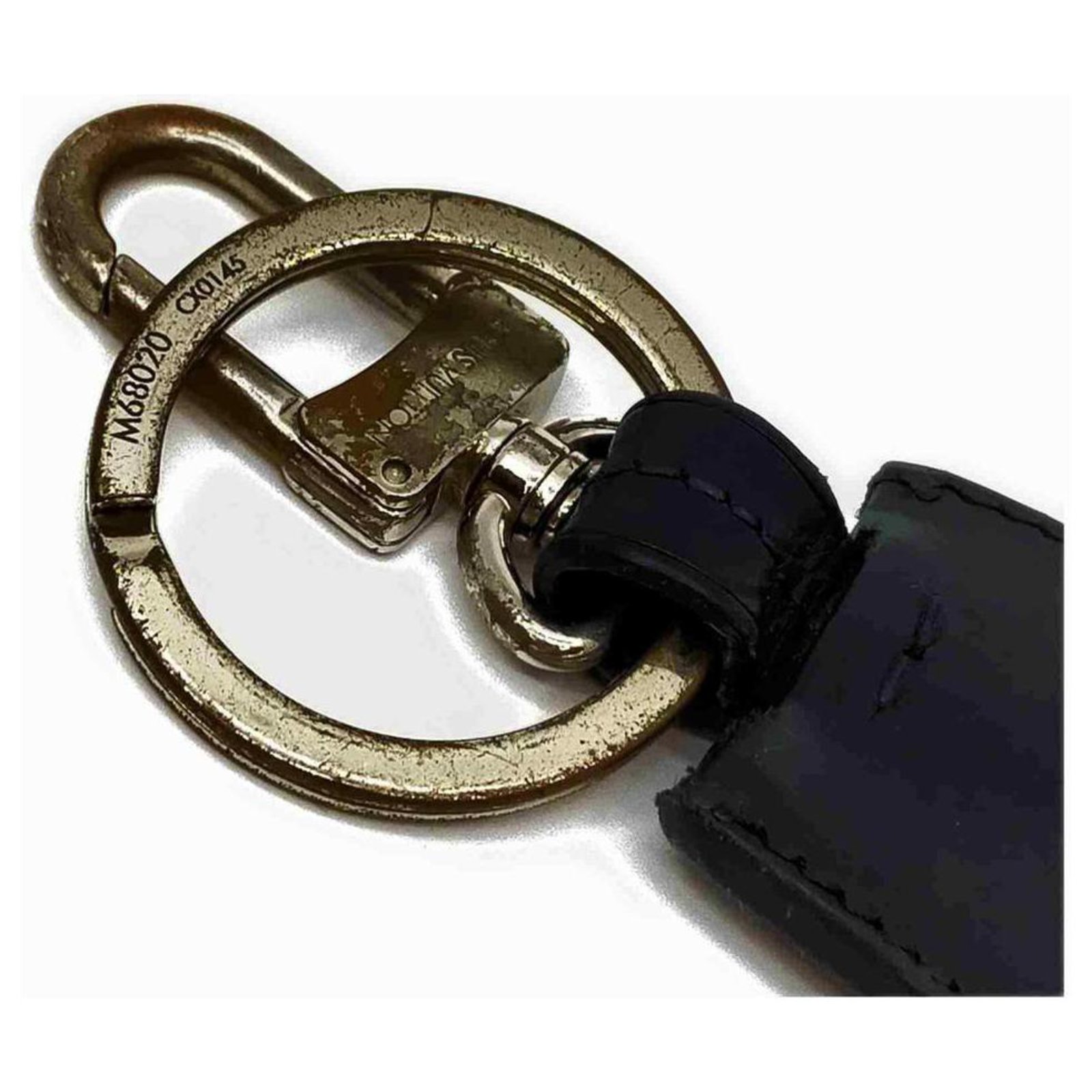 Louis Vuitton Black LV Logo Keychain Pendant Charm Leather Silver Metal  ref.294743 - Joli Closet