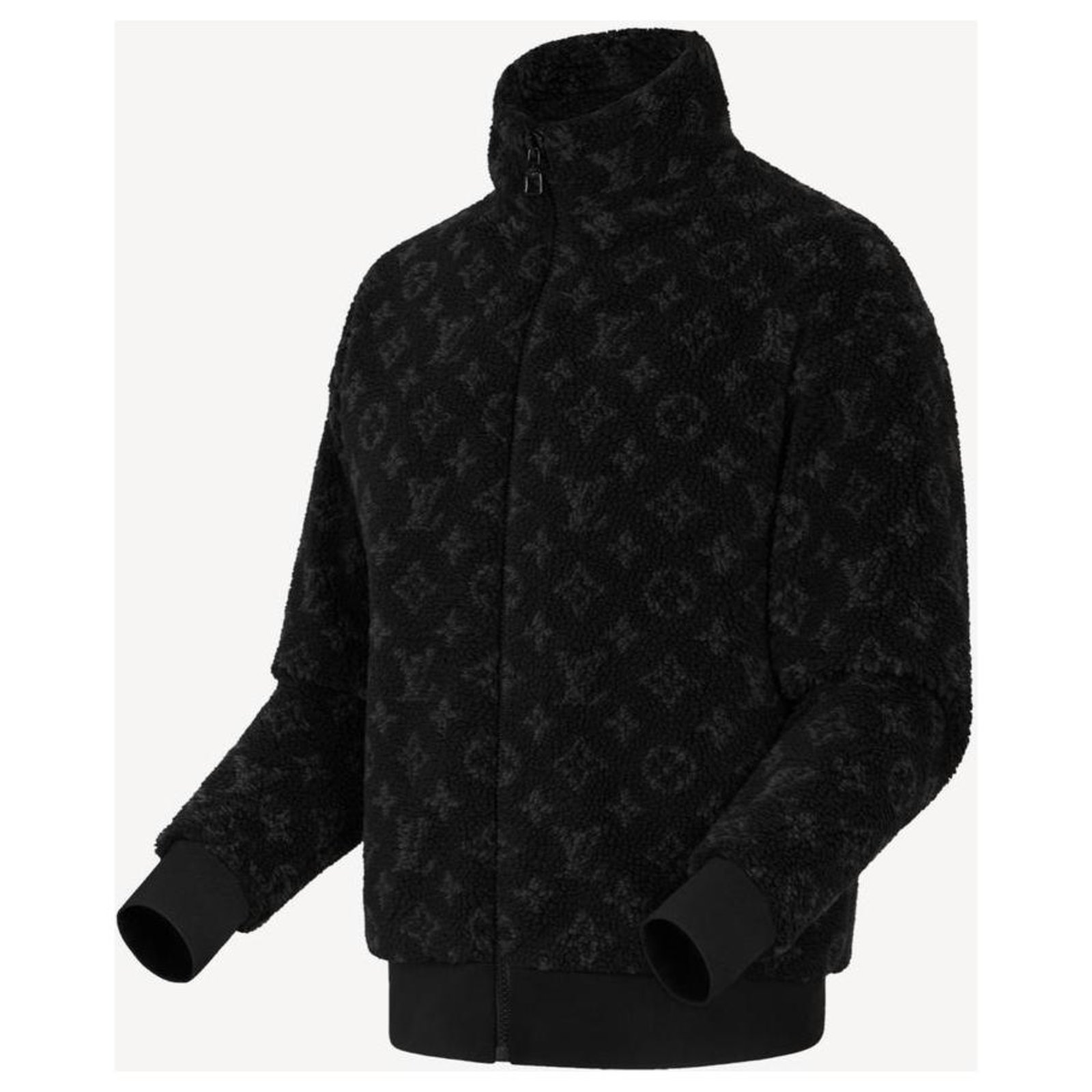 Louis Vuitton Teddy giacca con zip in pile jacquard nero grande da