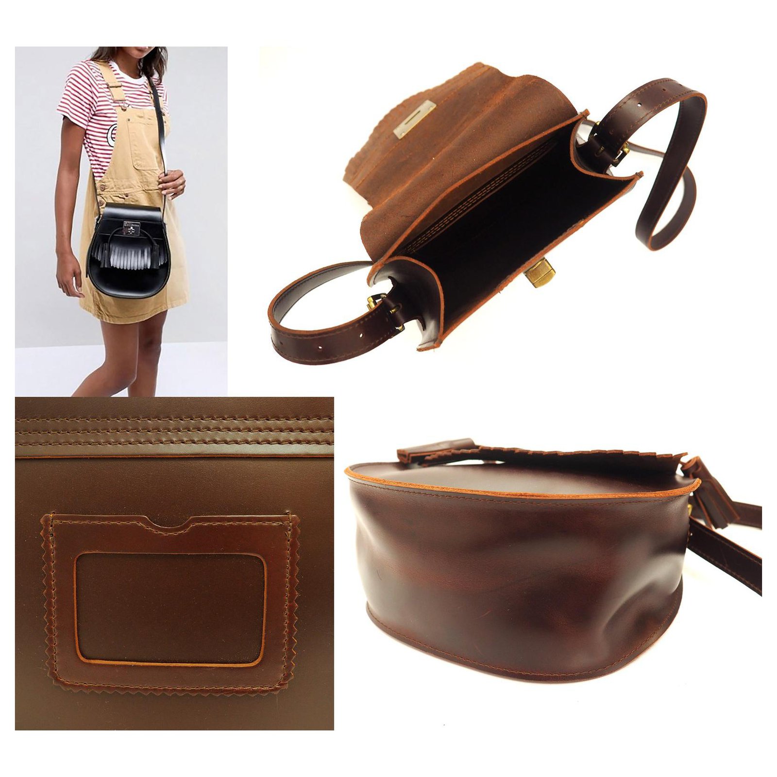 Dr. Martens Dr Martens Tassel Kev Chocolate Brown Leather Brando Saddle  Shoulder Bag Crossbody Bronze ref.295061 - Joli Closet