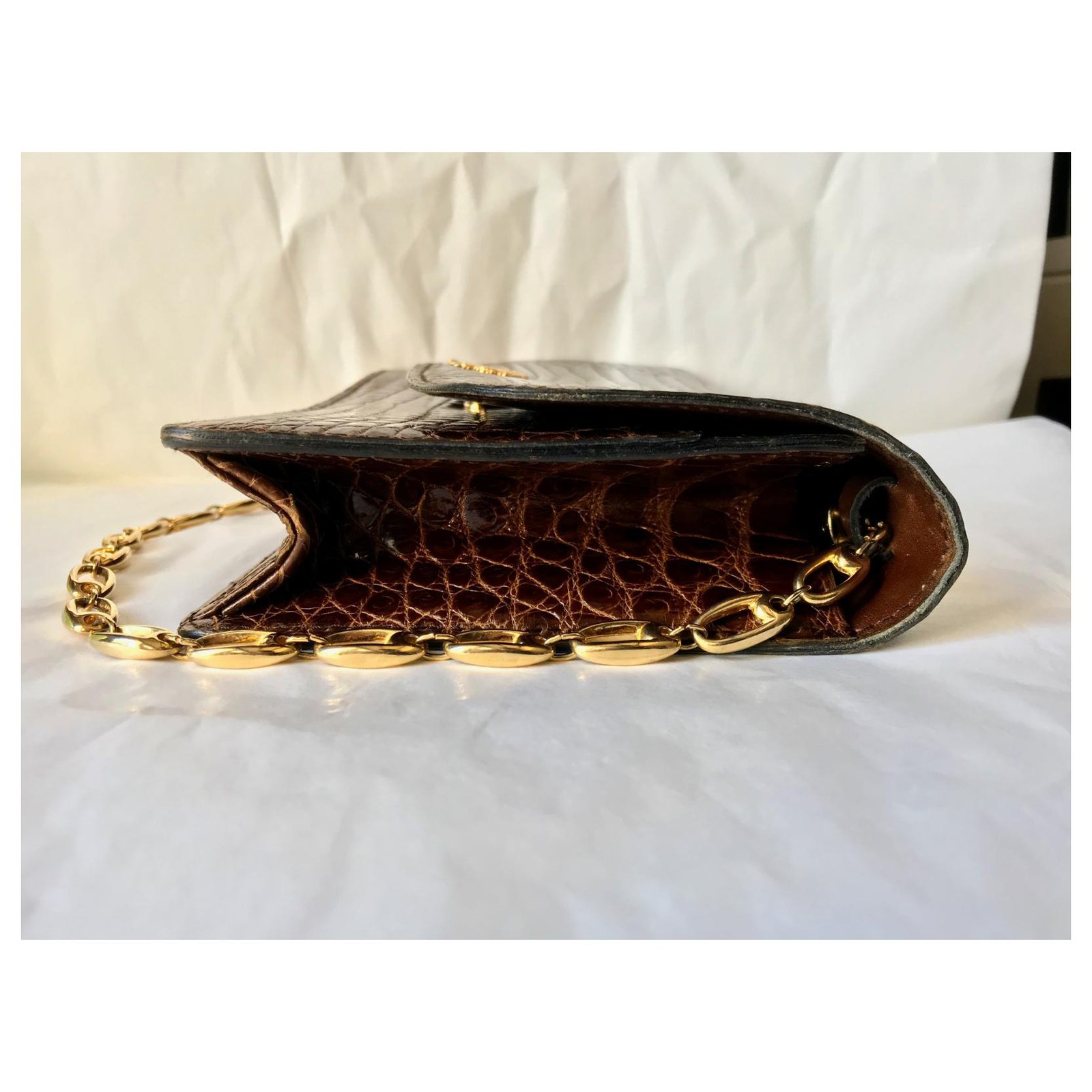 Céline crocodile pochette Brown Exotic leather ref.43103 - Joli Closet