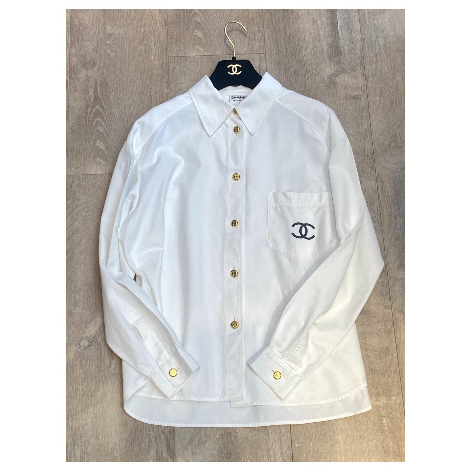 Vintage Chanel shirt size L White Cotton ref.873872 - Joli Closet