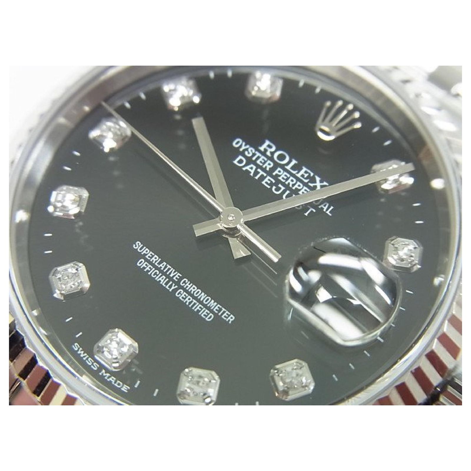 ROLEX Datejust black 10P diamond Ref.16234G T series Mens Steel 