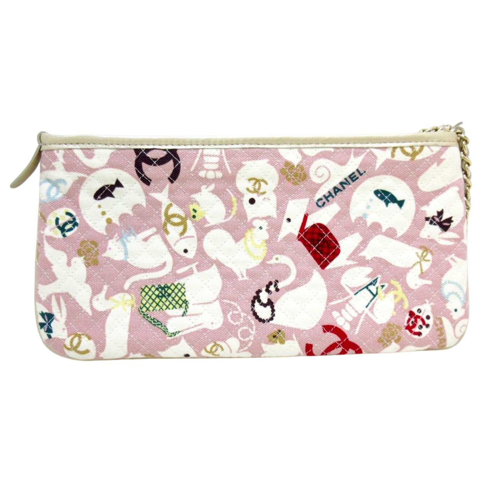 CHANEL Terry Cotton Baby Animals Diaper Bag Pink 43664