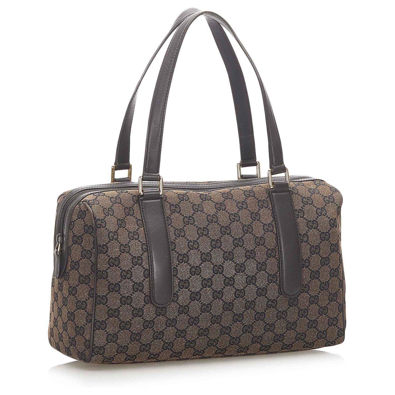 Gucci White Craft Canvas Tote Bag Brown Dark brown Leather Cloth Pony-style  calfskin Cloth ref.392570 - Joli Closet