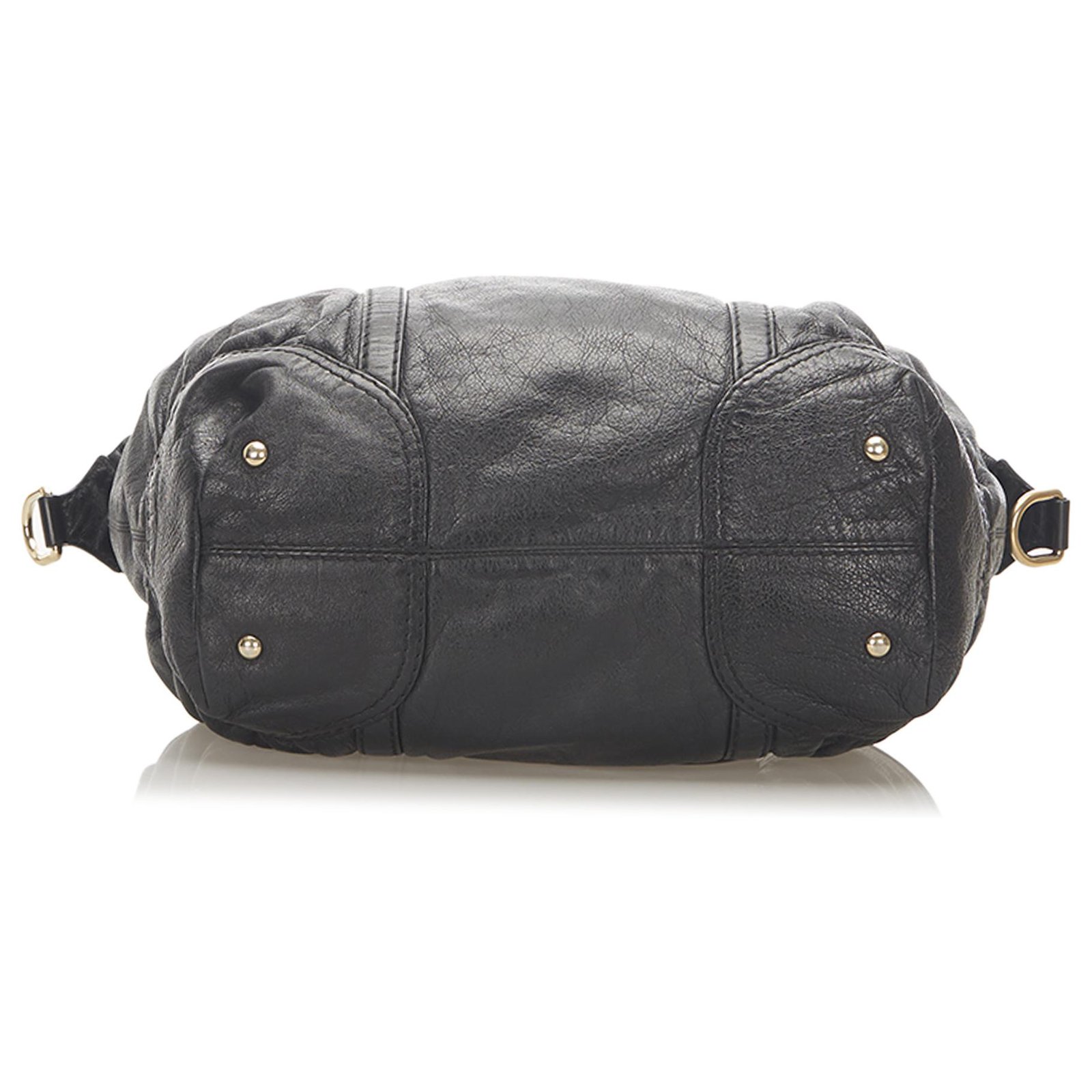 Gucci Black Horsebit Nail Leather Boston Bag Pony-style calfskin 