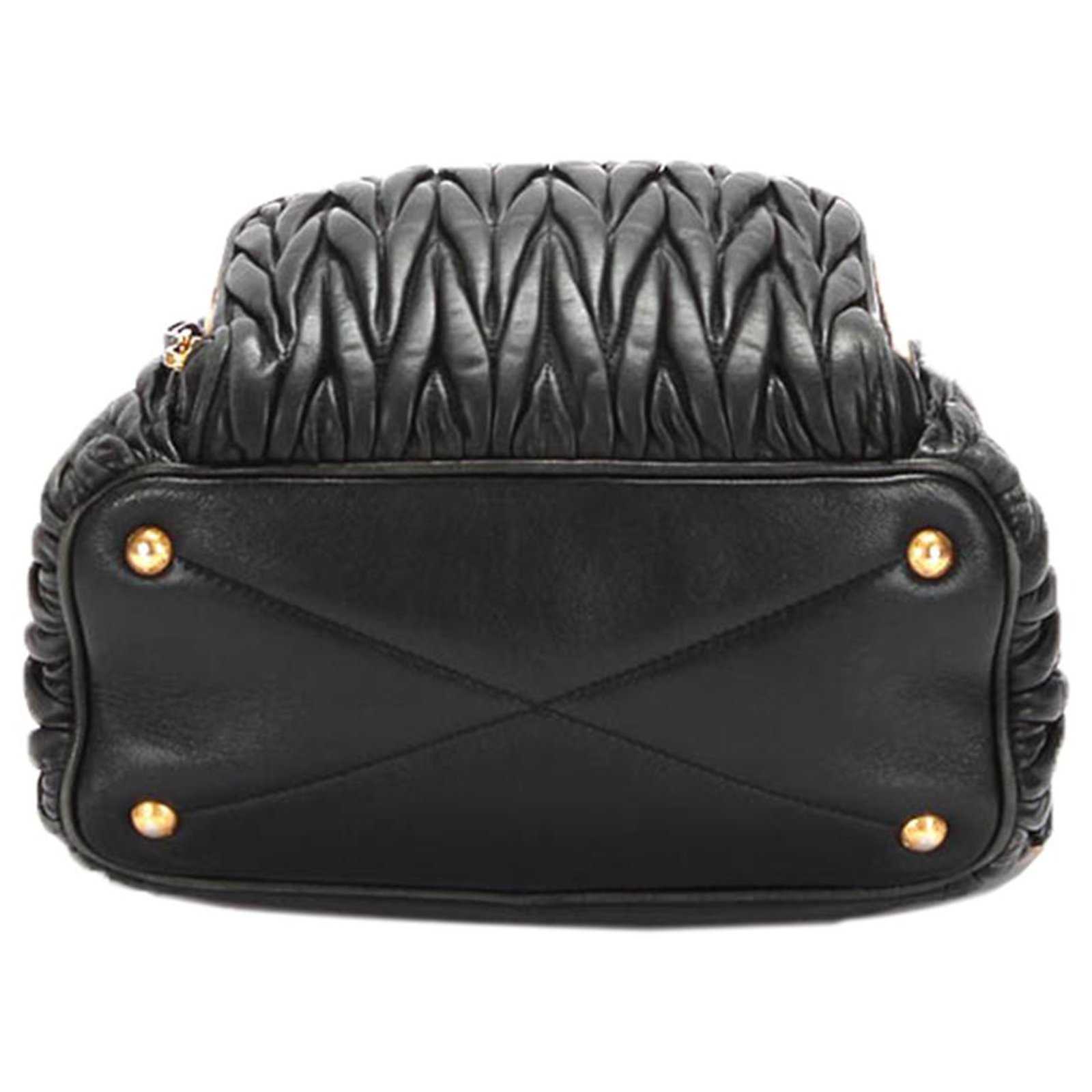 Miu Miu Black Matelasse Leather Backpack Pony-style calfskin