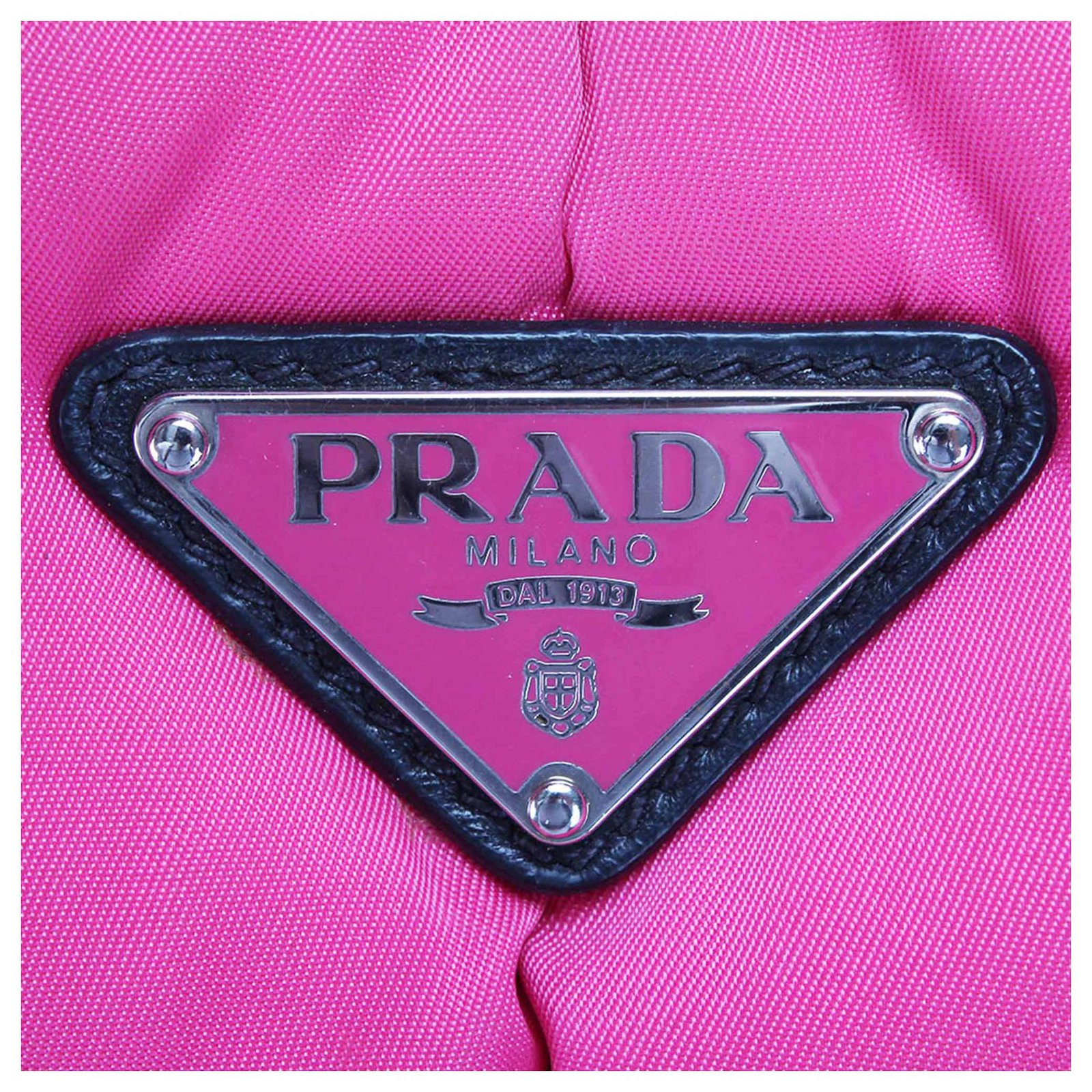 Prada Pink Tessuto Bomber Satchel Black Nylon Cloth  - Joli Closet