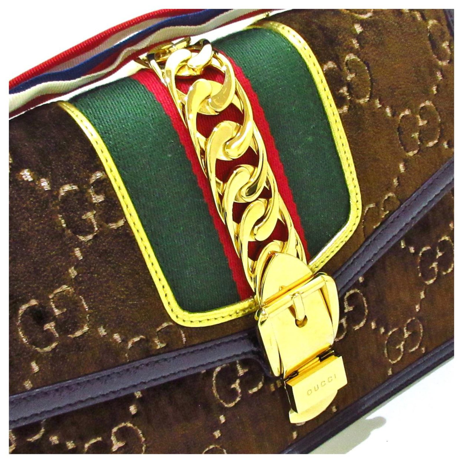 Sylvie velvet handbag Gucci Brown in Velvet - 25545725