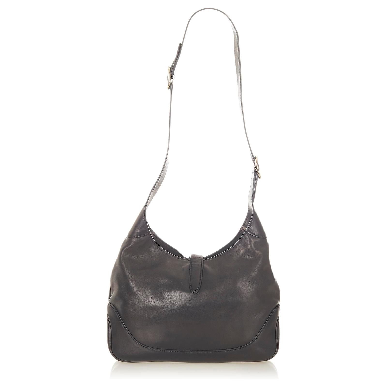 Gucci Black Jackie Leather Shoulder Bag Pony-style calfskin