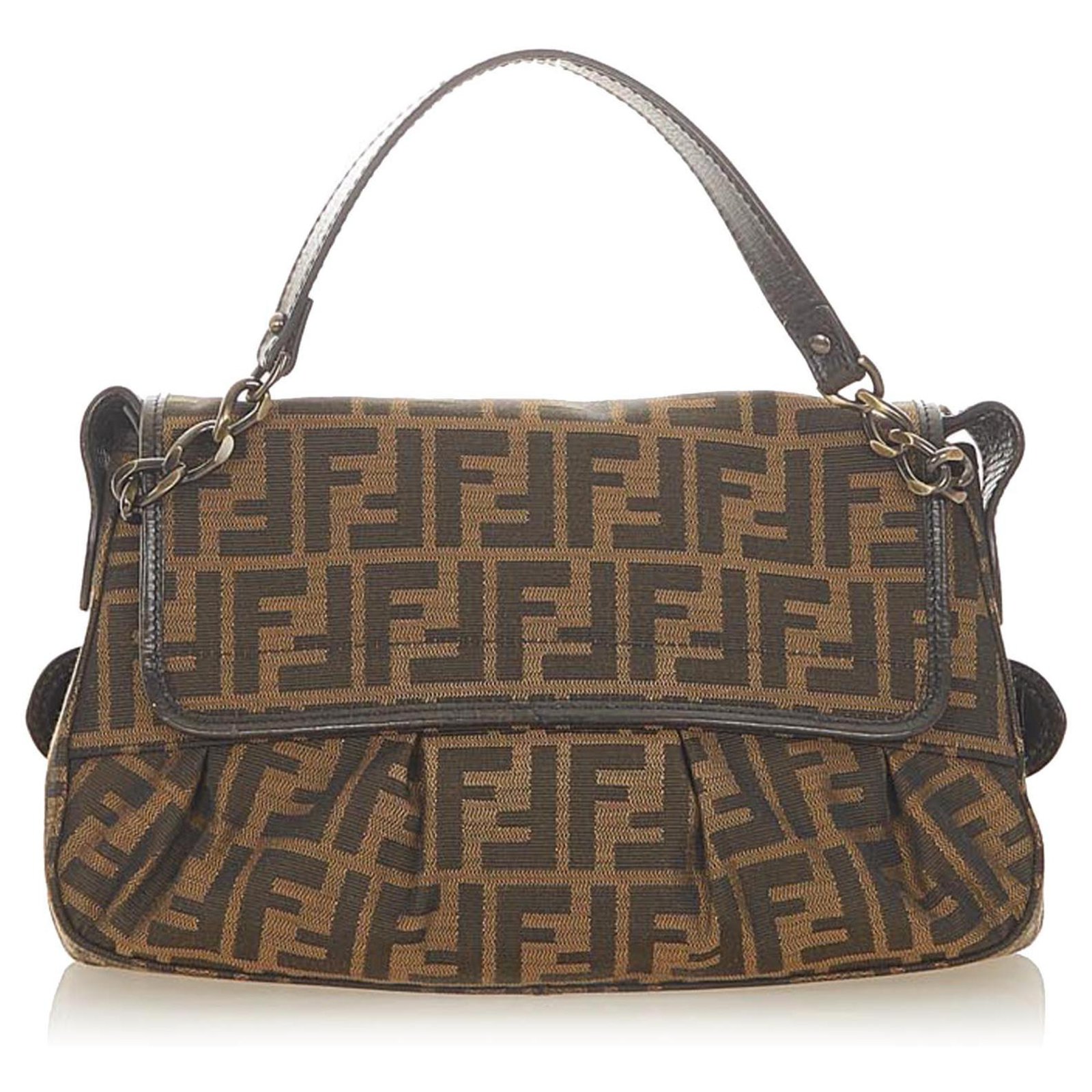Fendi Brown Zucca Canvas Handbag Multiple colors Leather Cloth Pony-style  calfskin Cloth ref.332423 - Joli Closet
