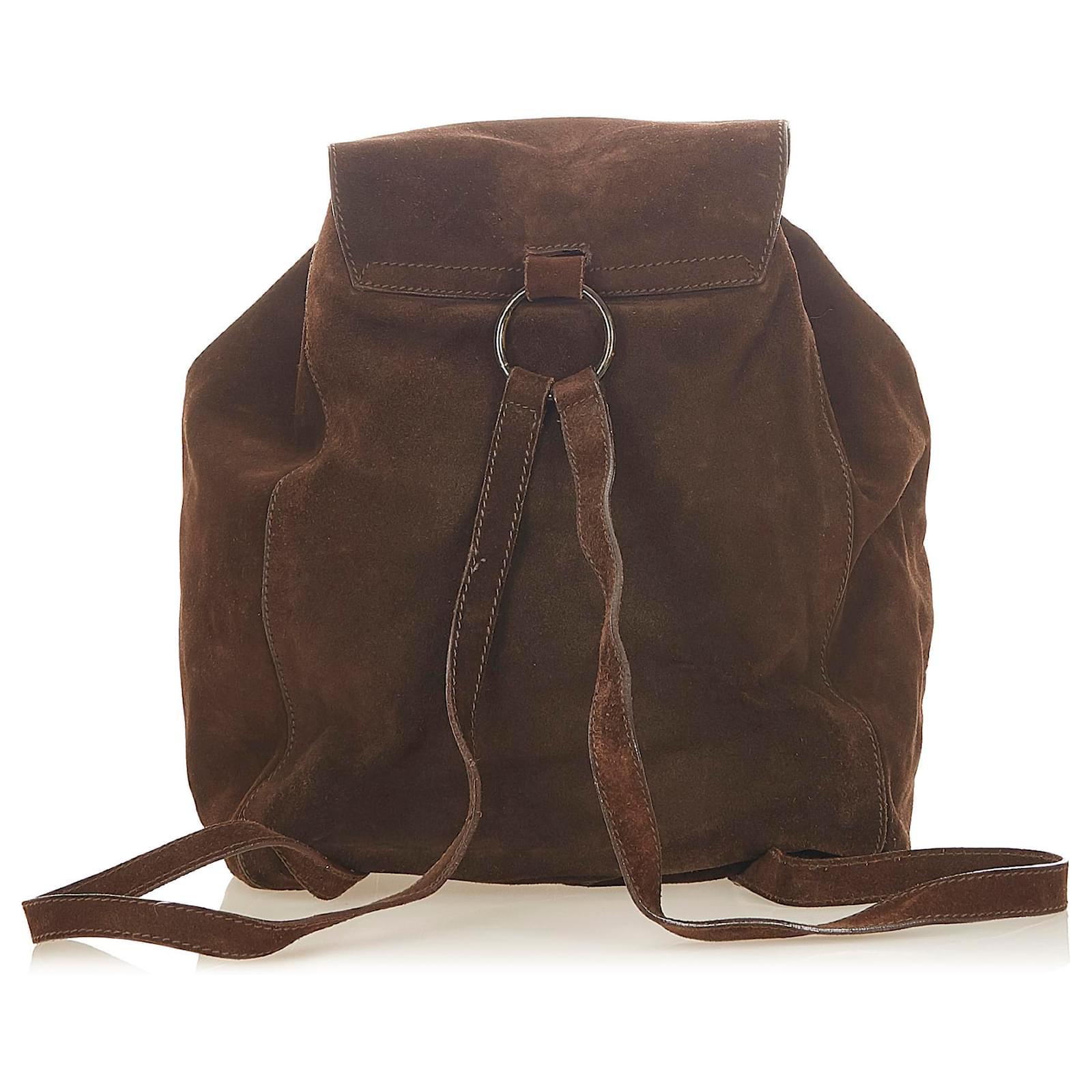 バッグ PRADA Suede drawstring backpack Brown バッグ PRADA Suede drawstring backpack Brown Prada Suede