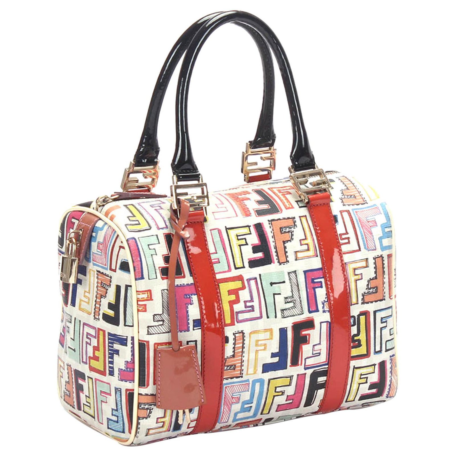 Fendi White Zucca Spalmati Forever Boston Bag Multiple colors