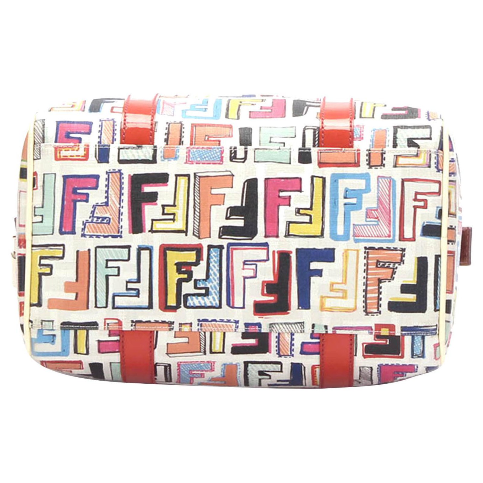 Fendi White Zucca Spalmati Forever Boston Bag Multiple colors