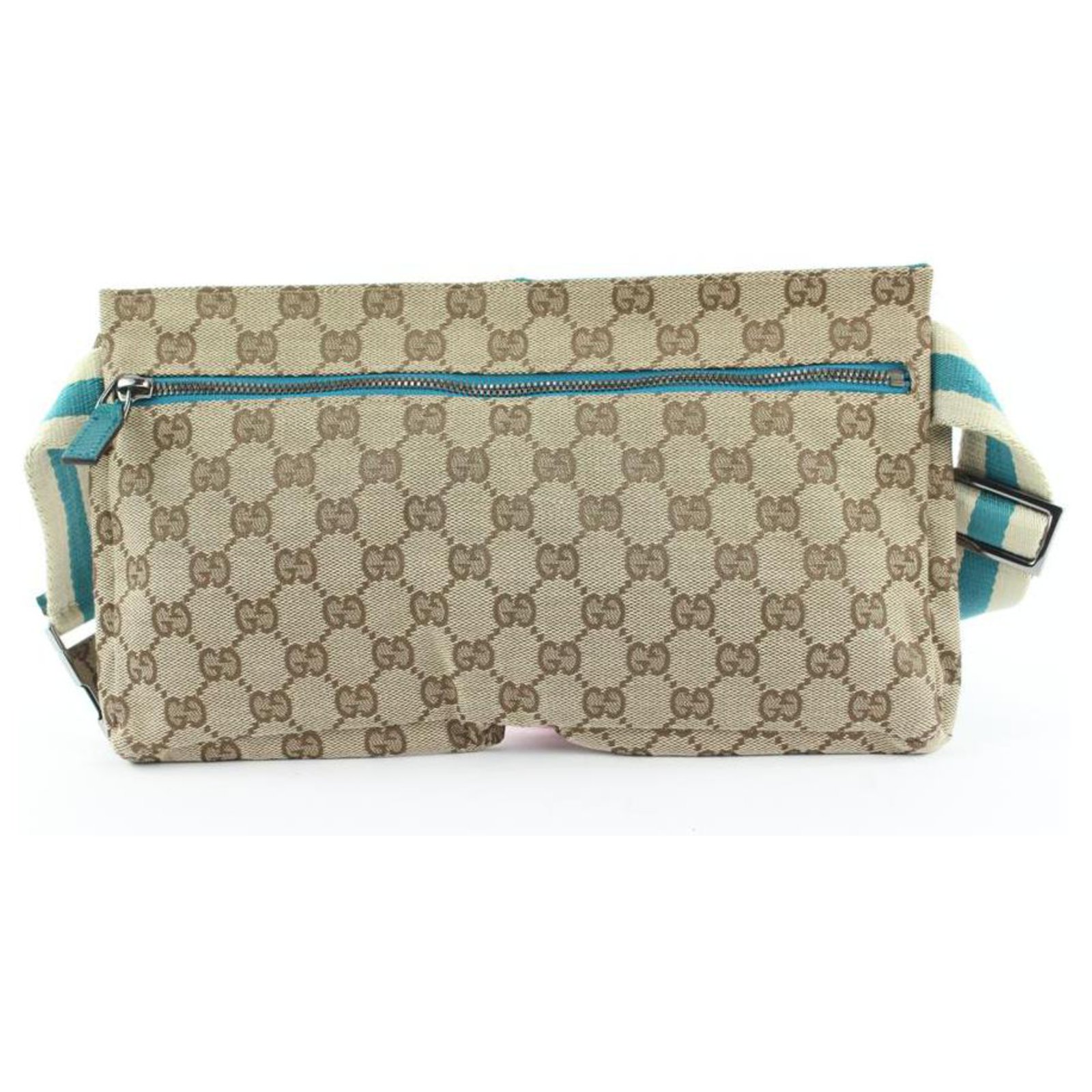 Gucci Turquoise Blue Monogram GG Belt Bag Fanny Pack Waist Pouch Leather  ref.297394 - Joli Closet