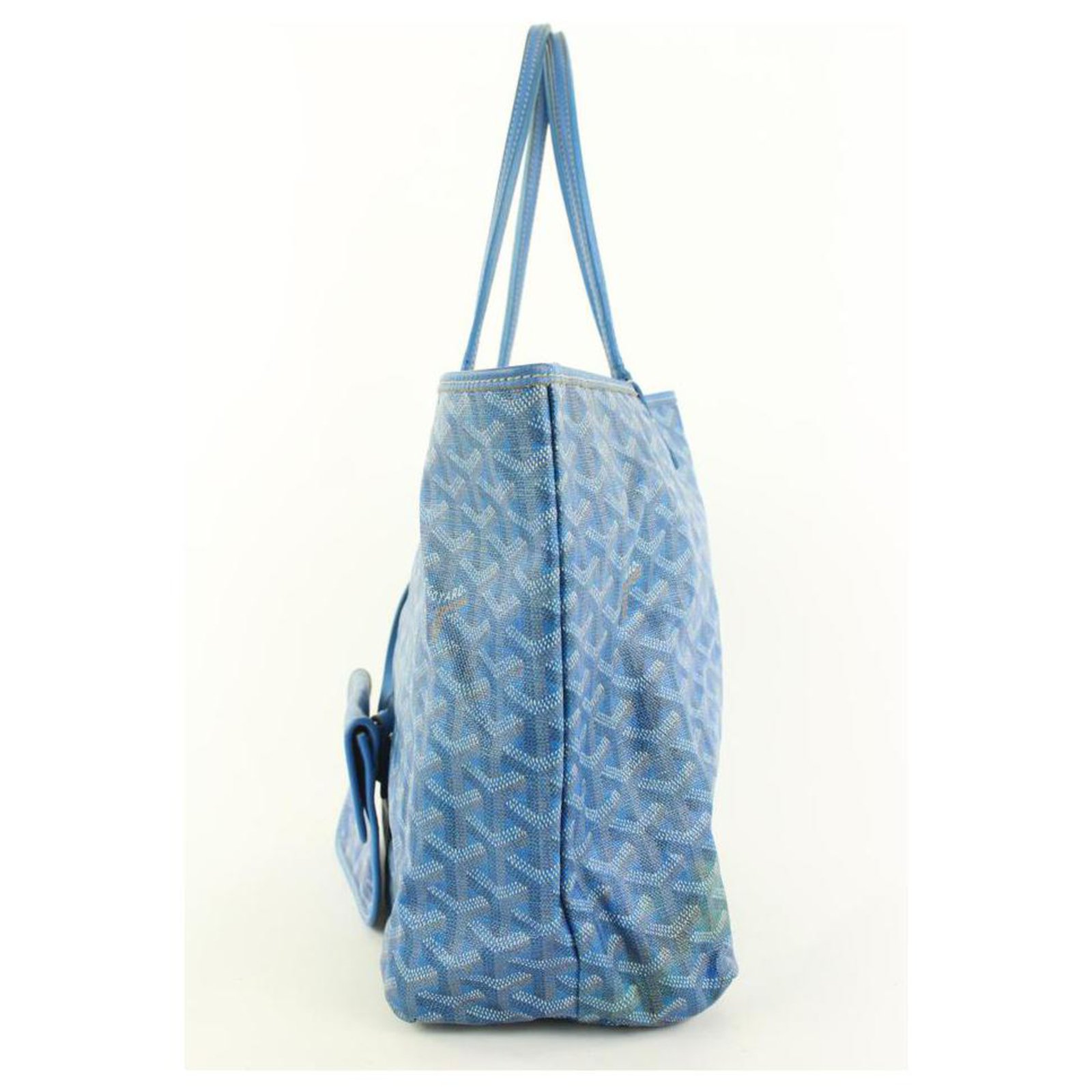 Goyard Blue Chevron St Louis Tote bag with Pouch Leather ref