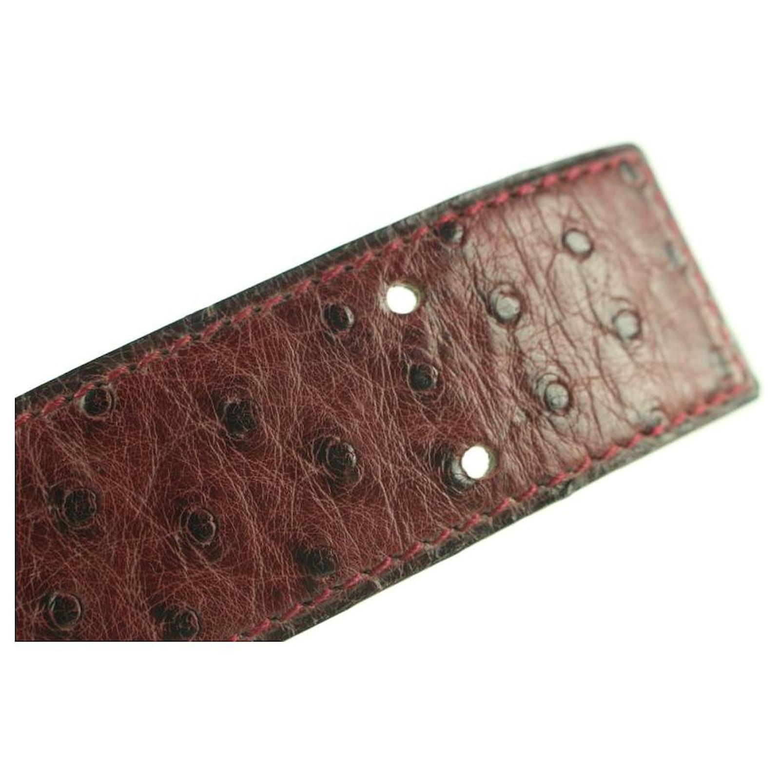 Ceinture Réversible En Cuir D'autruche Jaune 32mm - Sans Boucle - Marque Erdi Ünver - Neuf Avec étiquettes