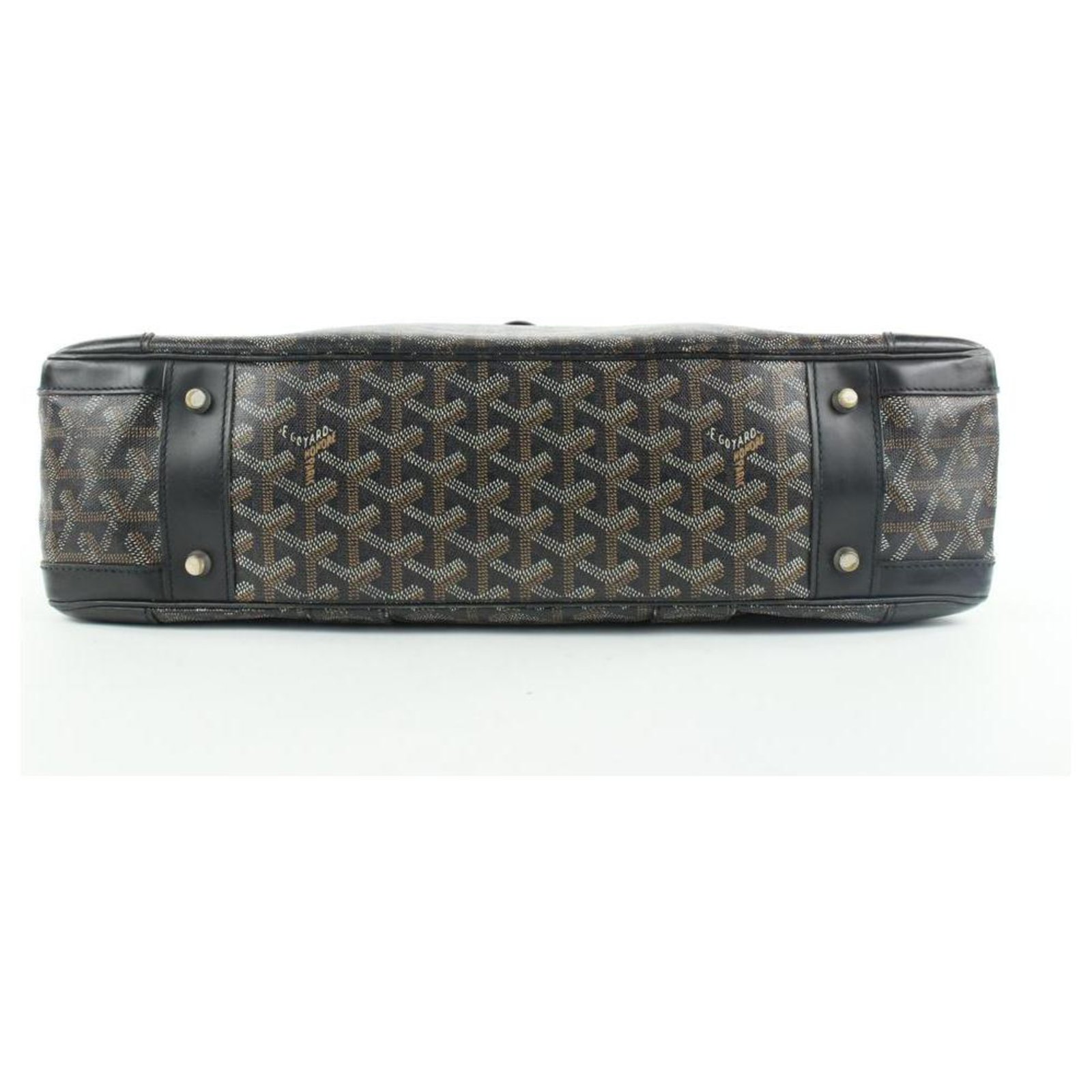 Goyard Black Chevron Ambassade GM Attache Briefcase bag Leather ref.297626  - Joli Closet