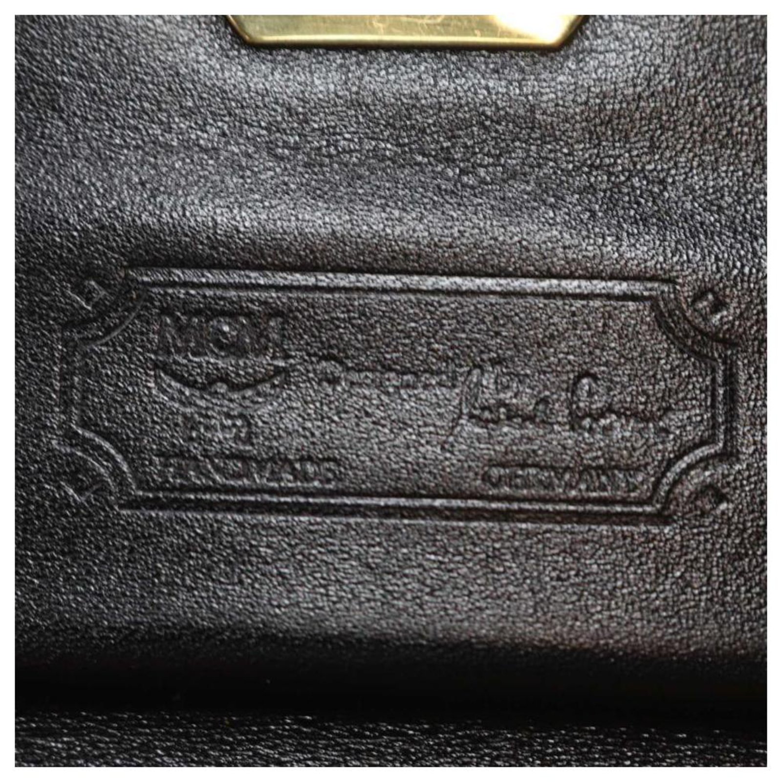 MCM Black Monogram Gold Hardware Box Kelly Top Handle Satchel Bag