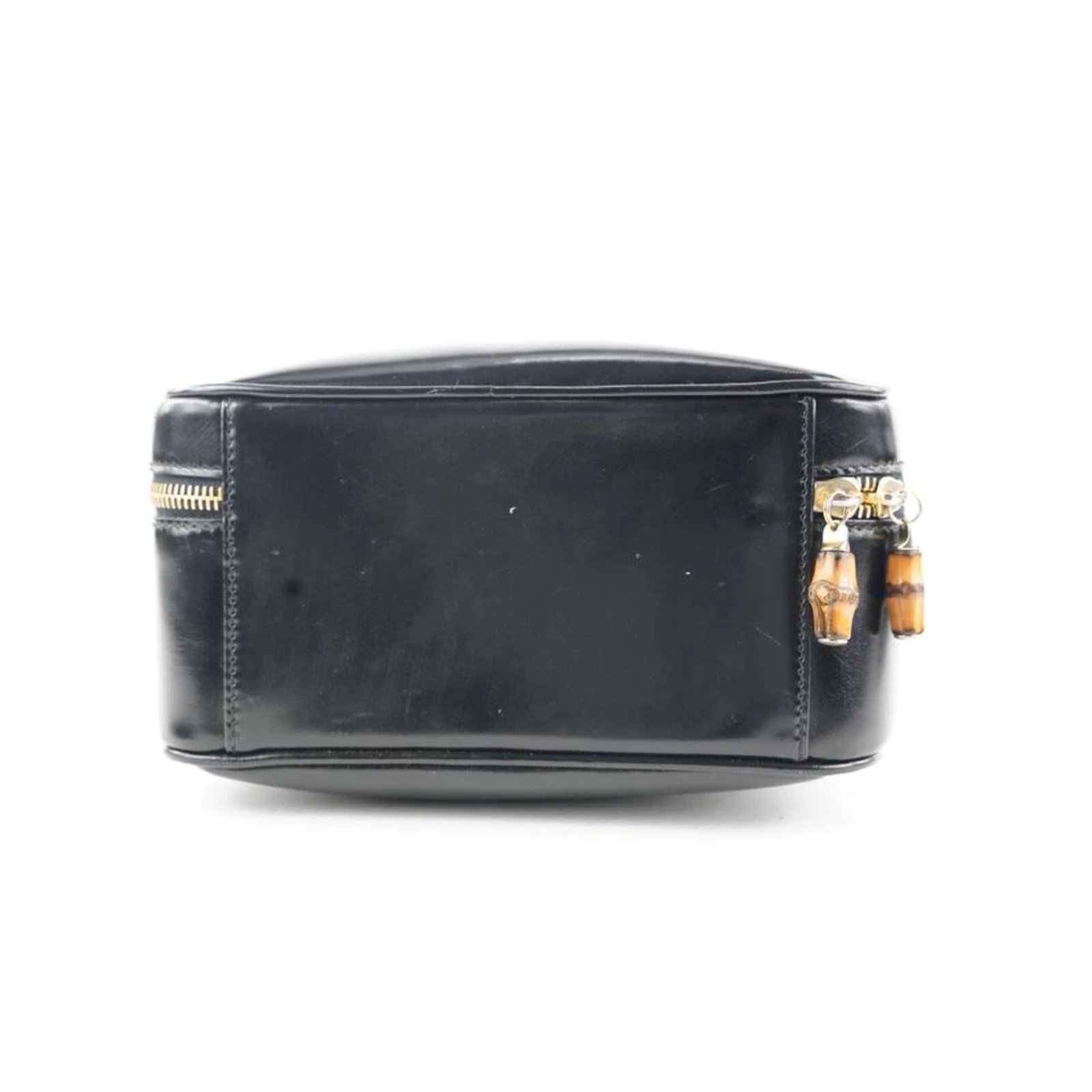 Gucci Black Patent Vanity Lunch Box Top Handle Bag Leather ref