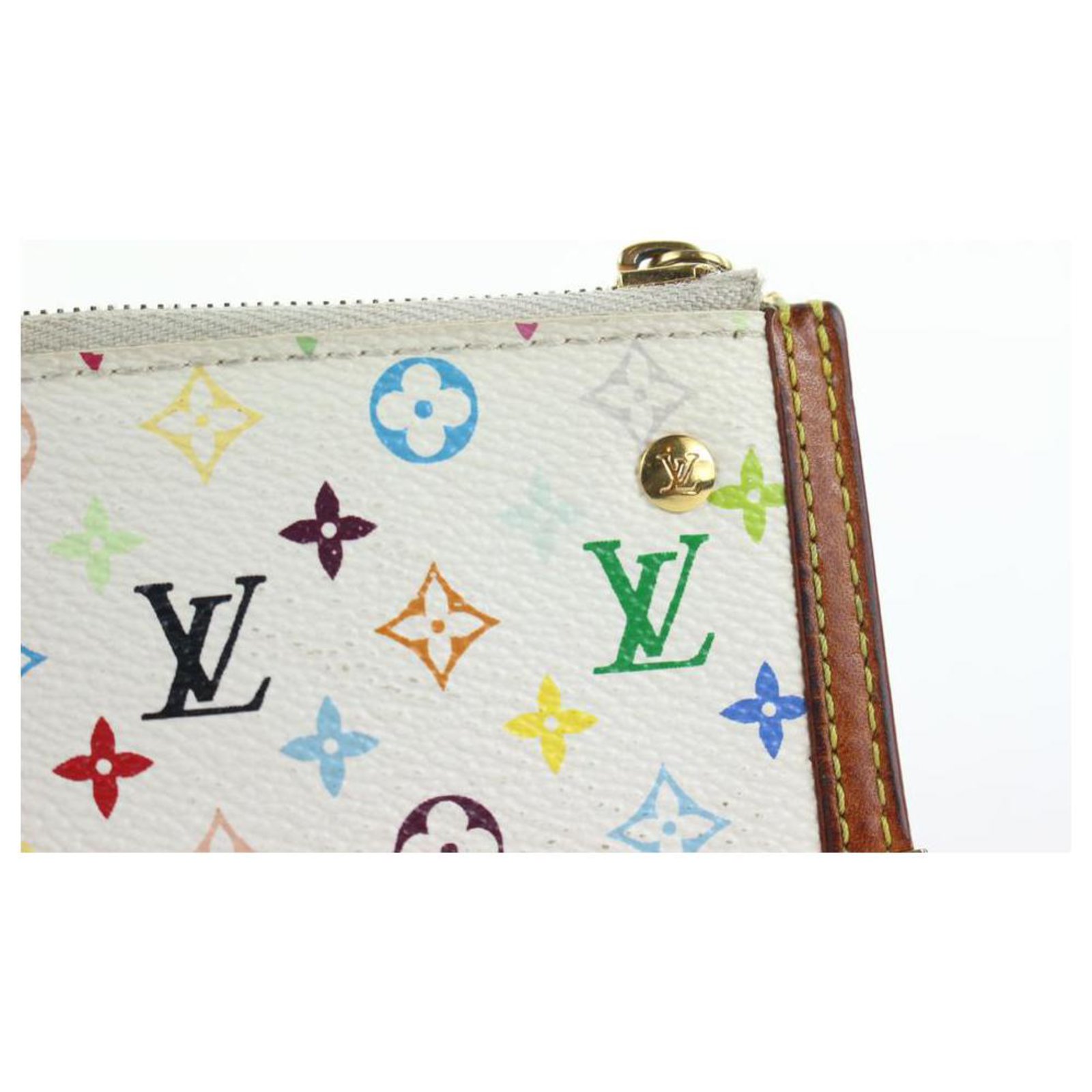 Louis Vuitton White Monogram Multicolor Key Pouch Pochette Cles Key Chain  Leather ref.297825 - Joli Closet