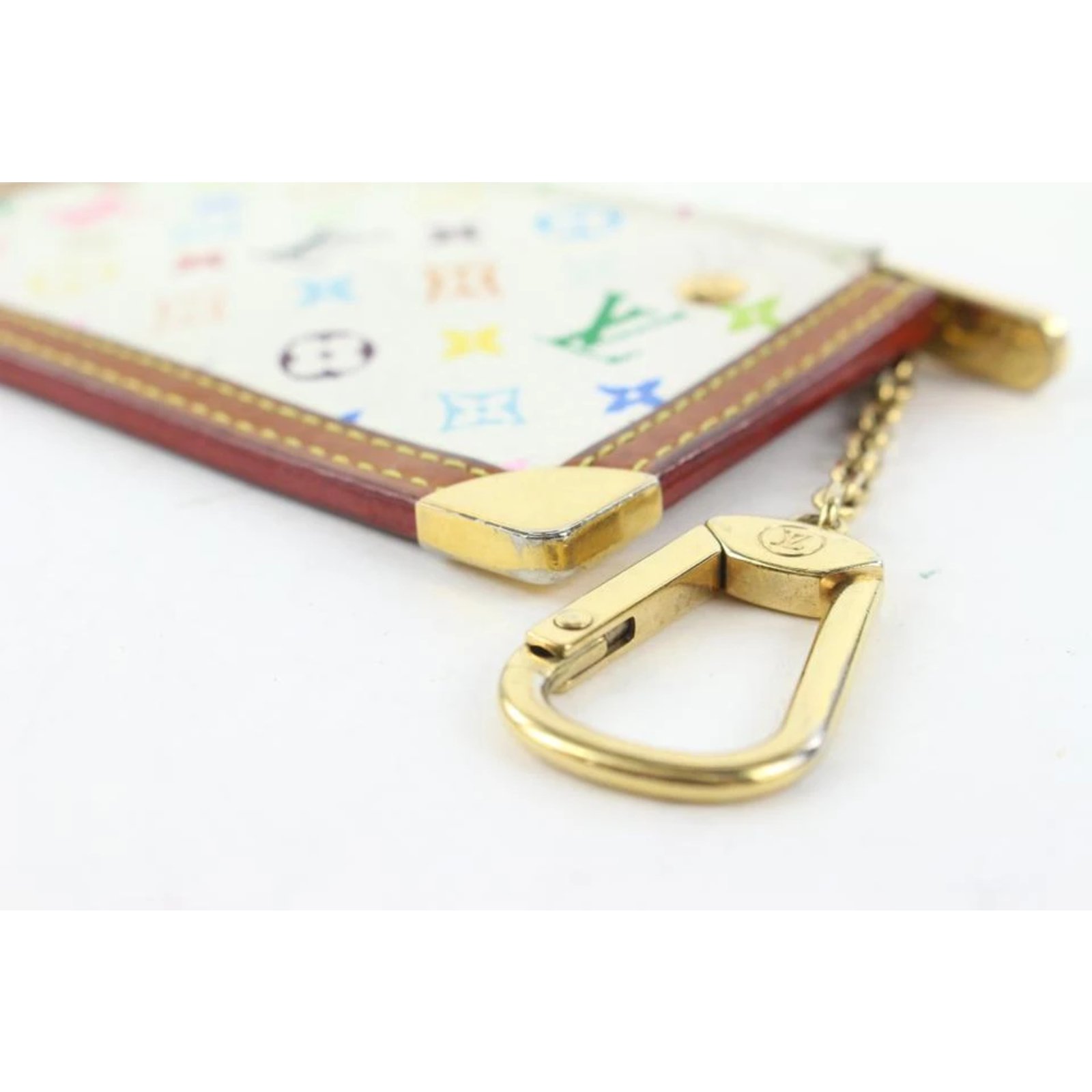 Louis Vuitton White Monogram Multicolor Key Pouch Pochette Cles Key Chain  Leather ref.297825 - Joli Closet