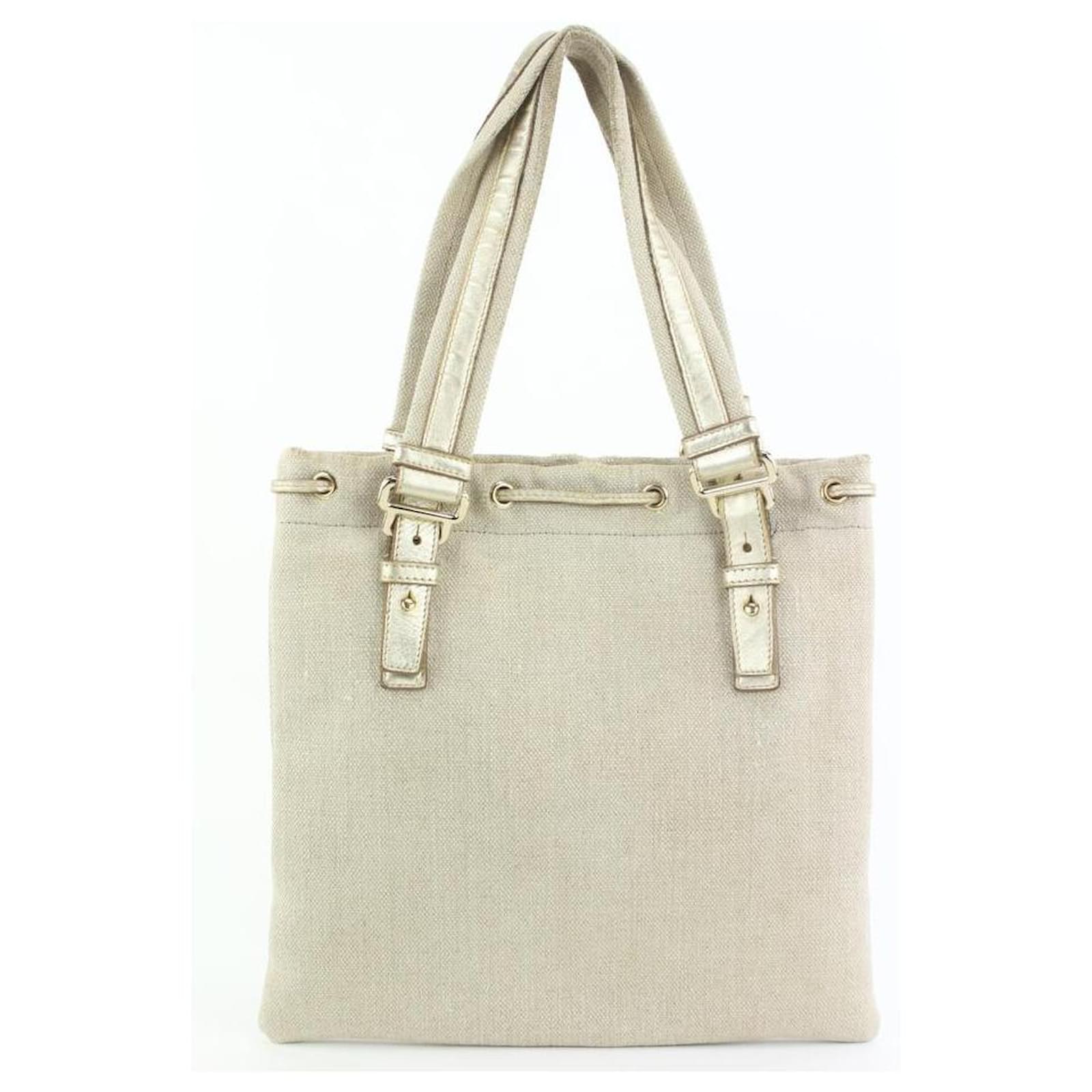 Saint Laurent Beige YSL Logo Kahala tote Bag Leather ref