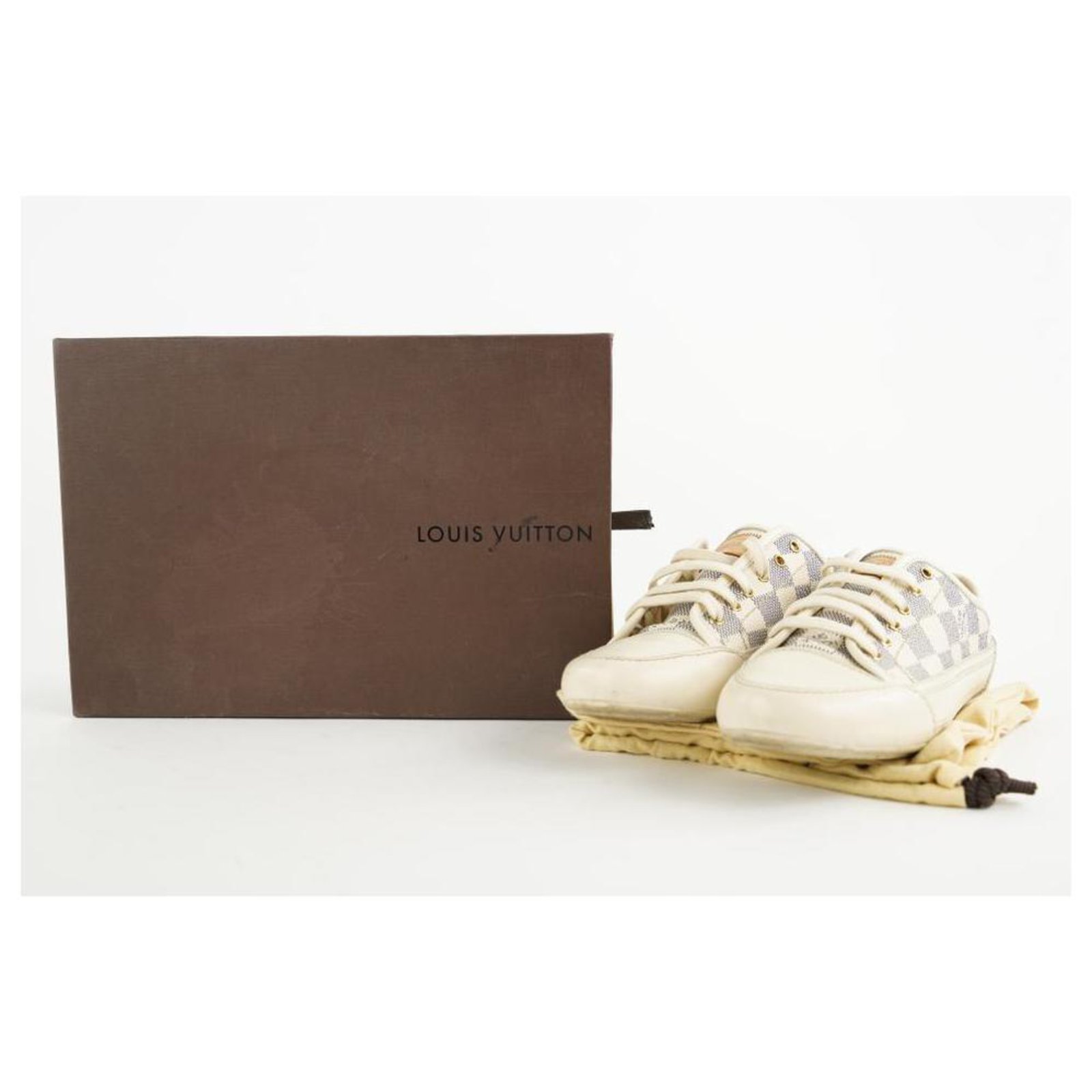 Louis Vuitton sz 35.5 Womens Damier Azur Punchy Sneaker Leather