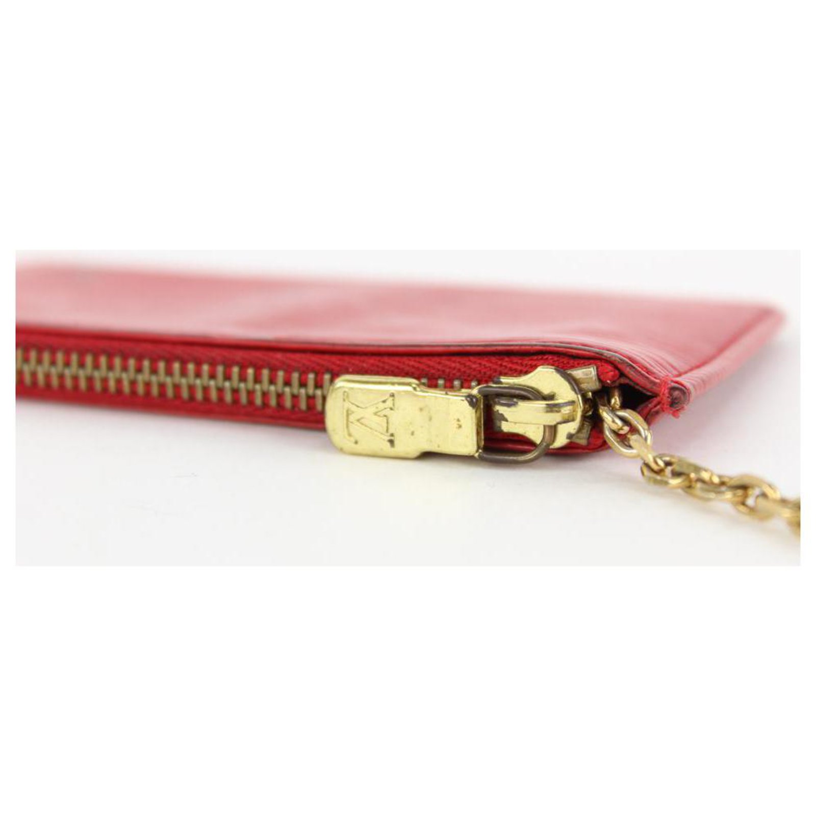 Louis Vuitton Red Epi Leather Key Pouch Pochette Cles Keychain ref
