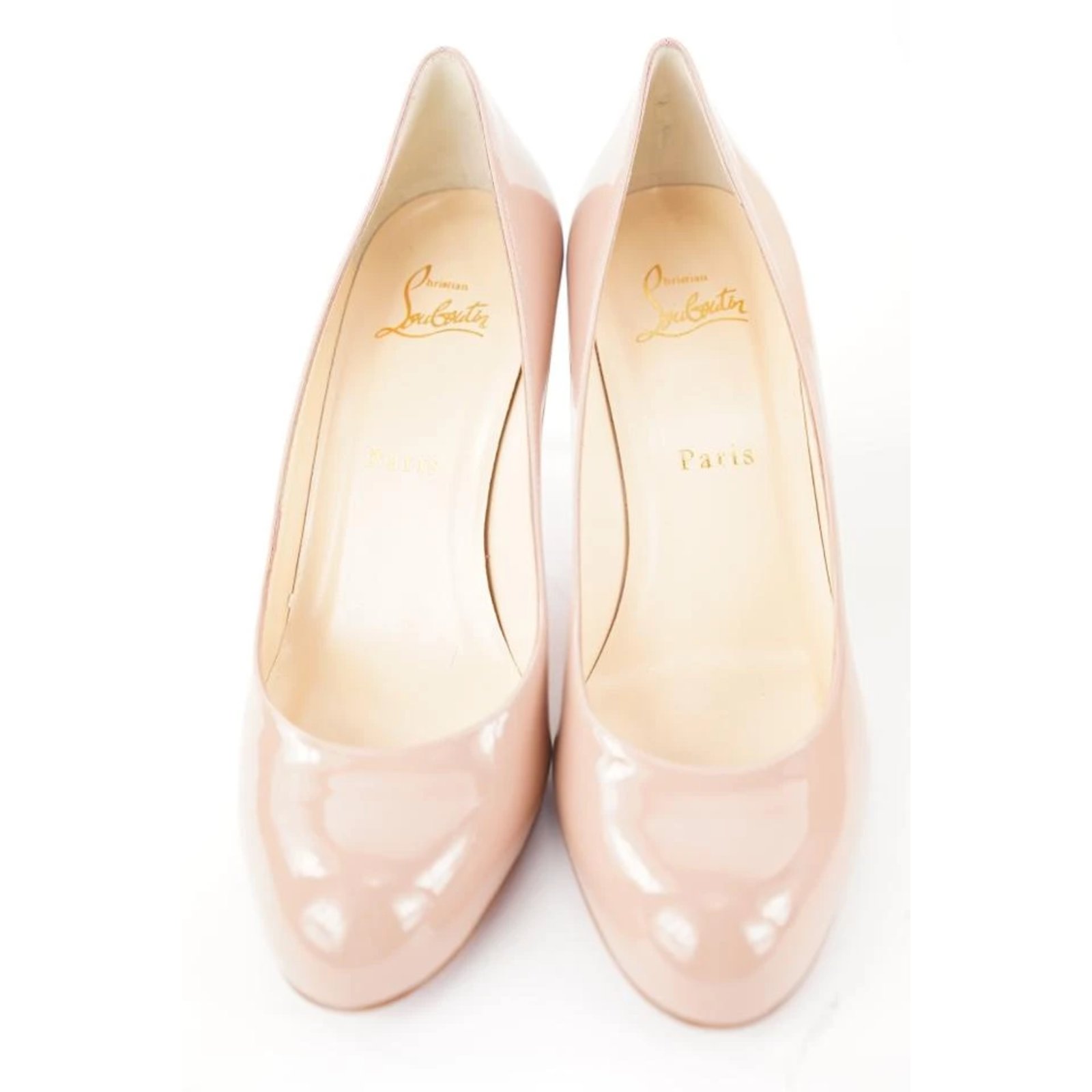 Christian Louboutin Size 39 Nude Patent Simple Pump 100 Red Bottom Heels  ref.297943 - Joli Closet