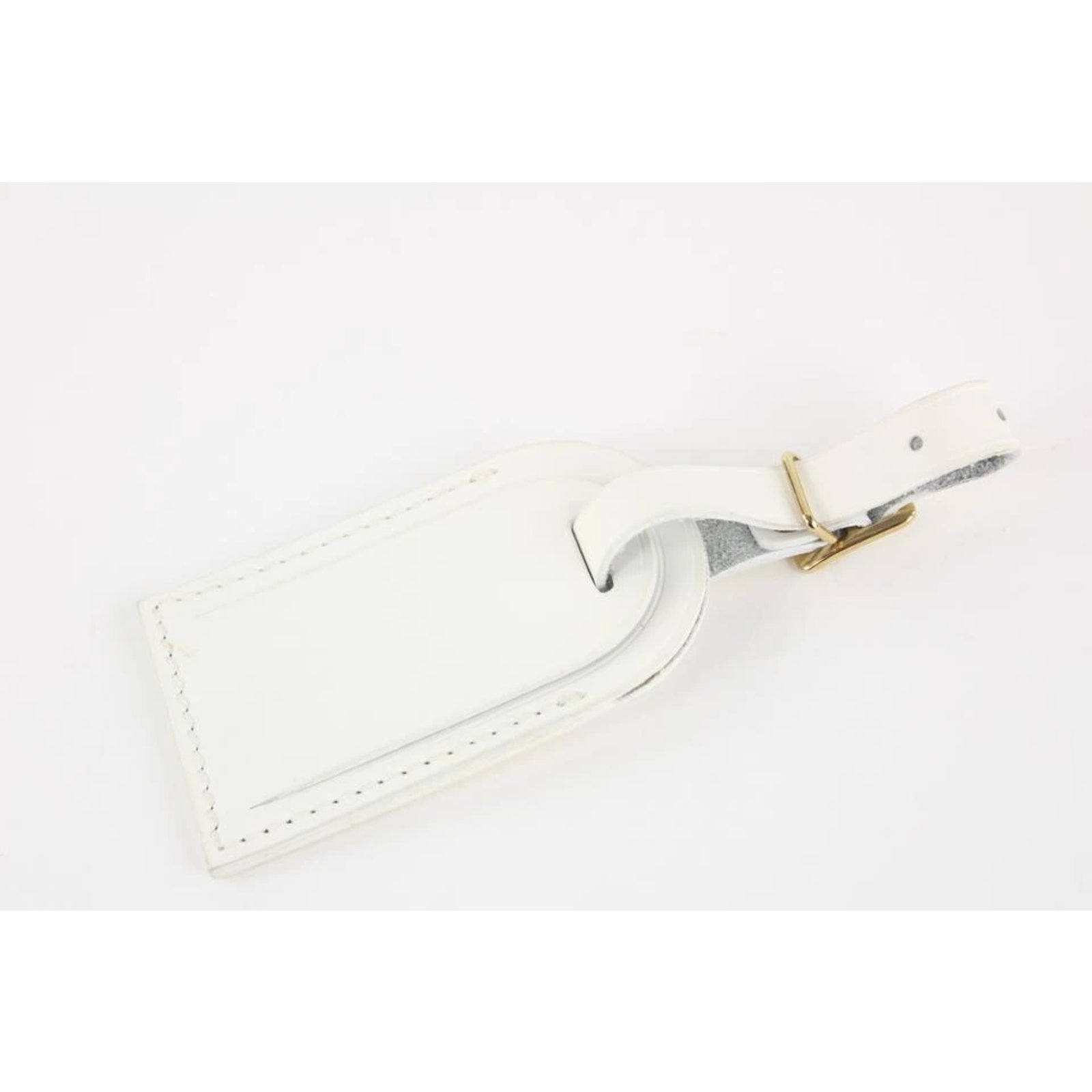 Louis Vuitton White Leather Luggage Name Tag Keepall Speedy Bag Charm  ref.297950 - Joli Closet