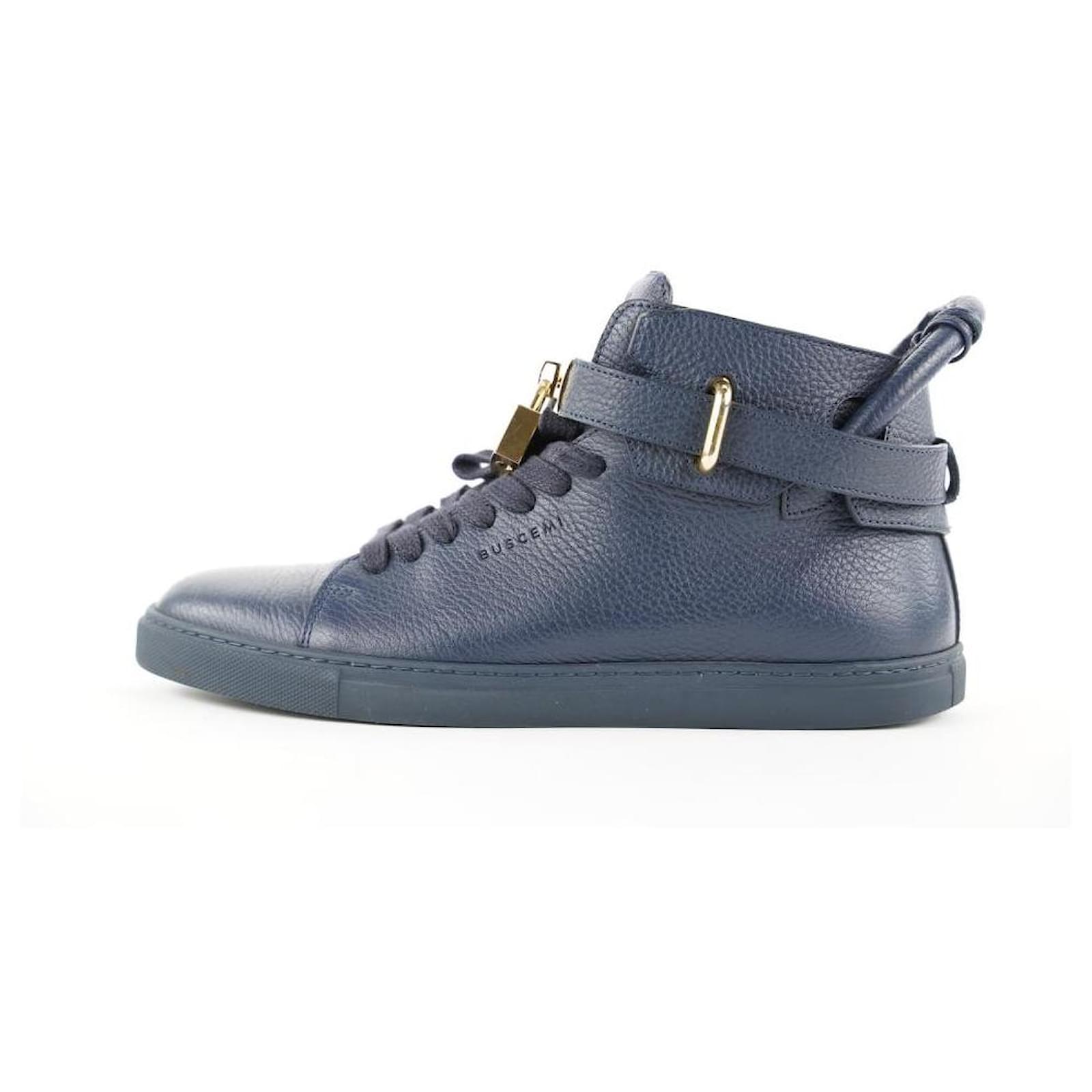 Buscemi men's 41 blue leather 100mm Sneaker High top Padlock