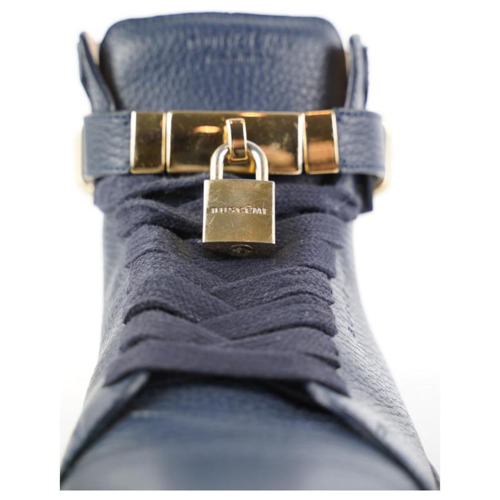 Buscemi men s 41 blue leather 100mm Sneaker High top Padlock