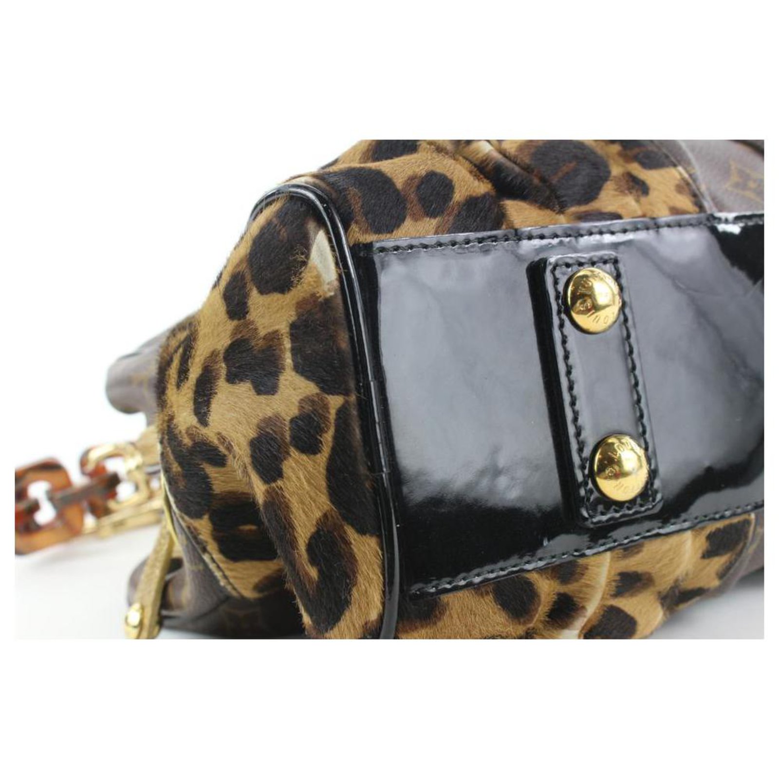 Authentic Louis Vuitton Monogram Leopard Adele Hand Boston Bag