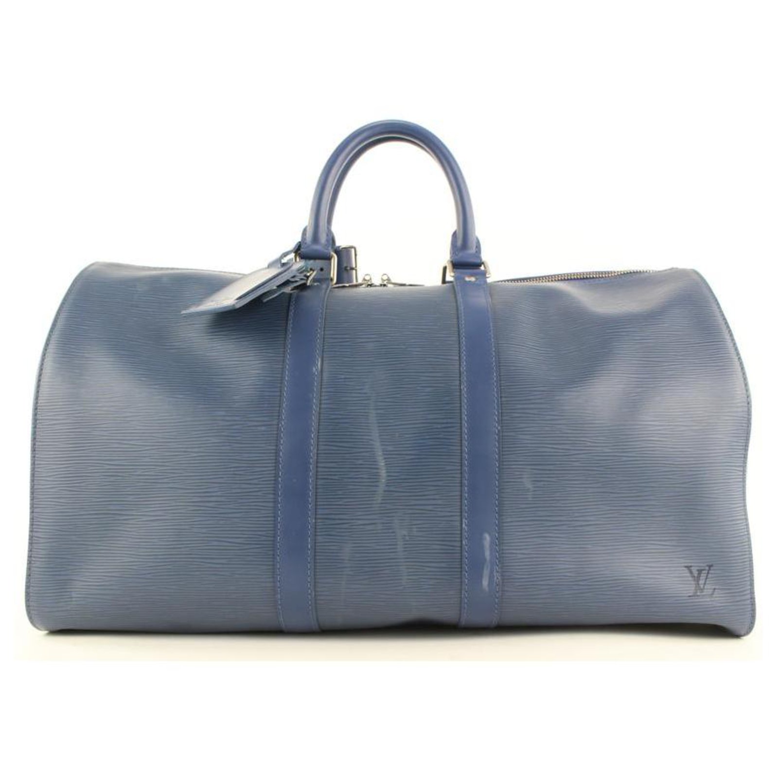 Louis Vuitton Ultra Rare Navy Blue SHW Epi Leather Keepall 45