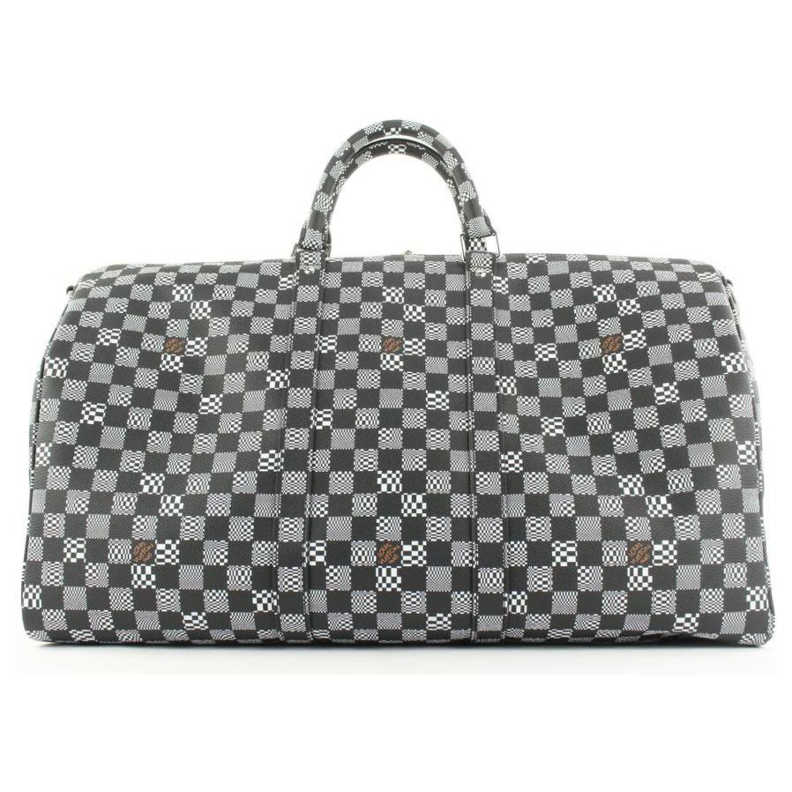 Louis Vuitton Black Distorted Damier Keepall Bandouliere 50 duffle bag  Leather ref.298396 - Joli Closet