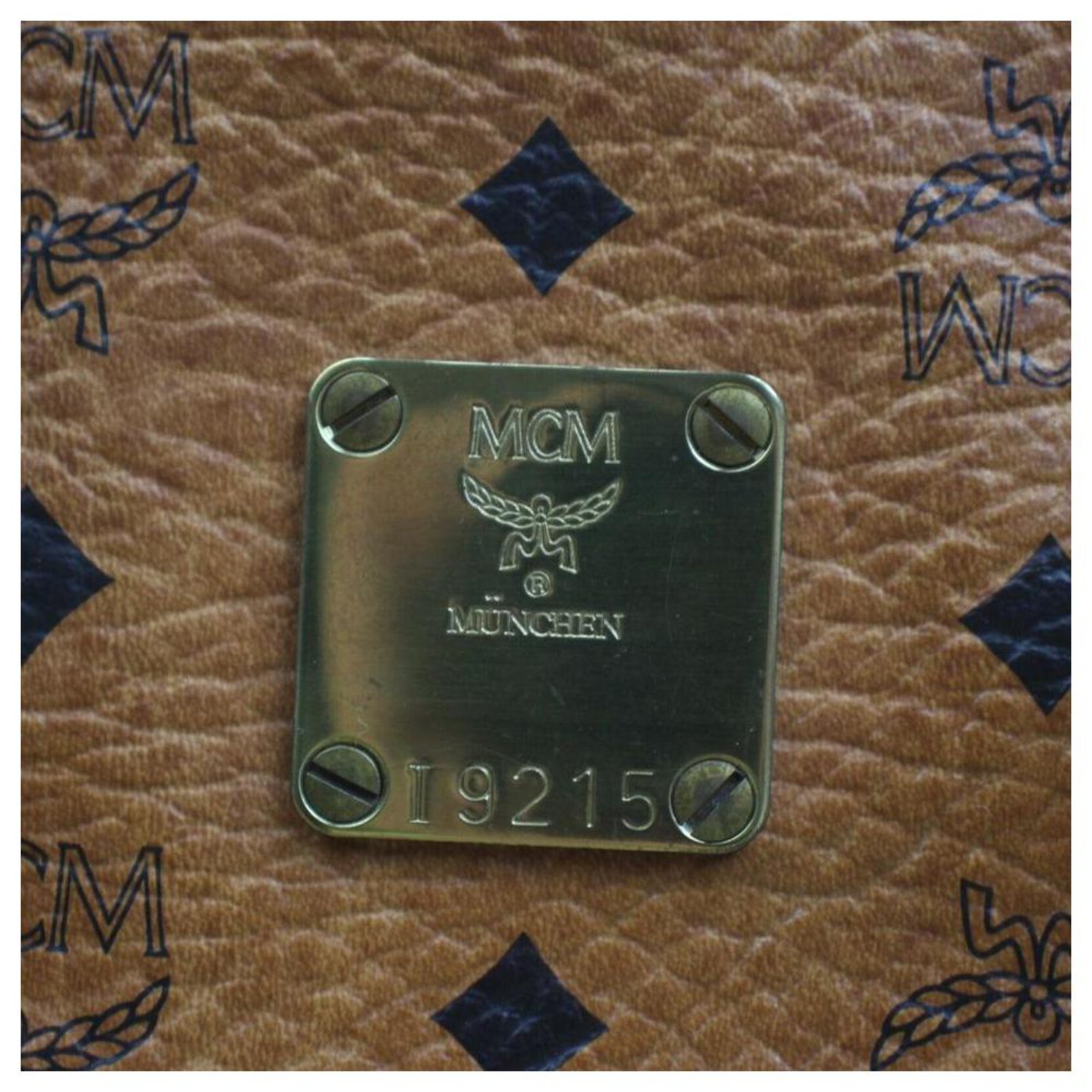 MCM Cognac Monogram Visetos Boston Duffle Bag with Strap Leather ref.298448  - Joli Closet
