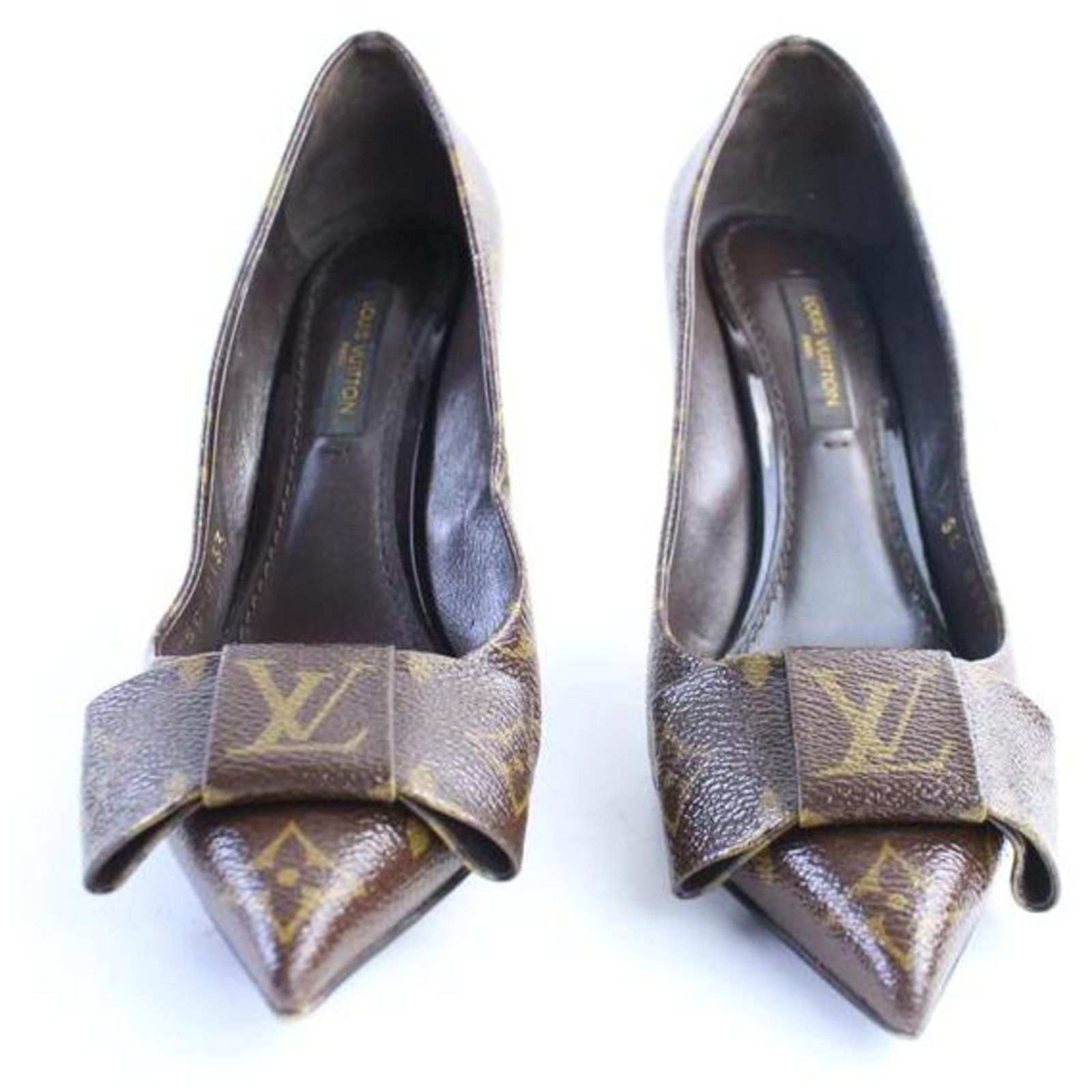 Louis Vuitton sz 35 Brown Patent Monogram Cherie Louise Pumps ref