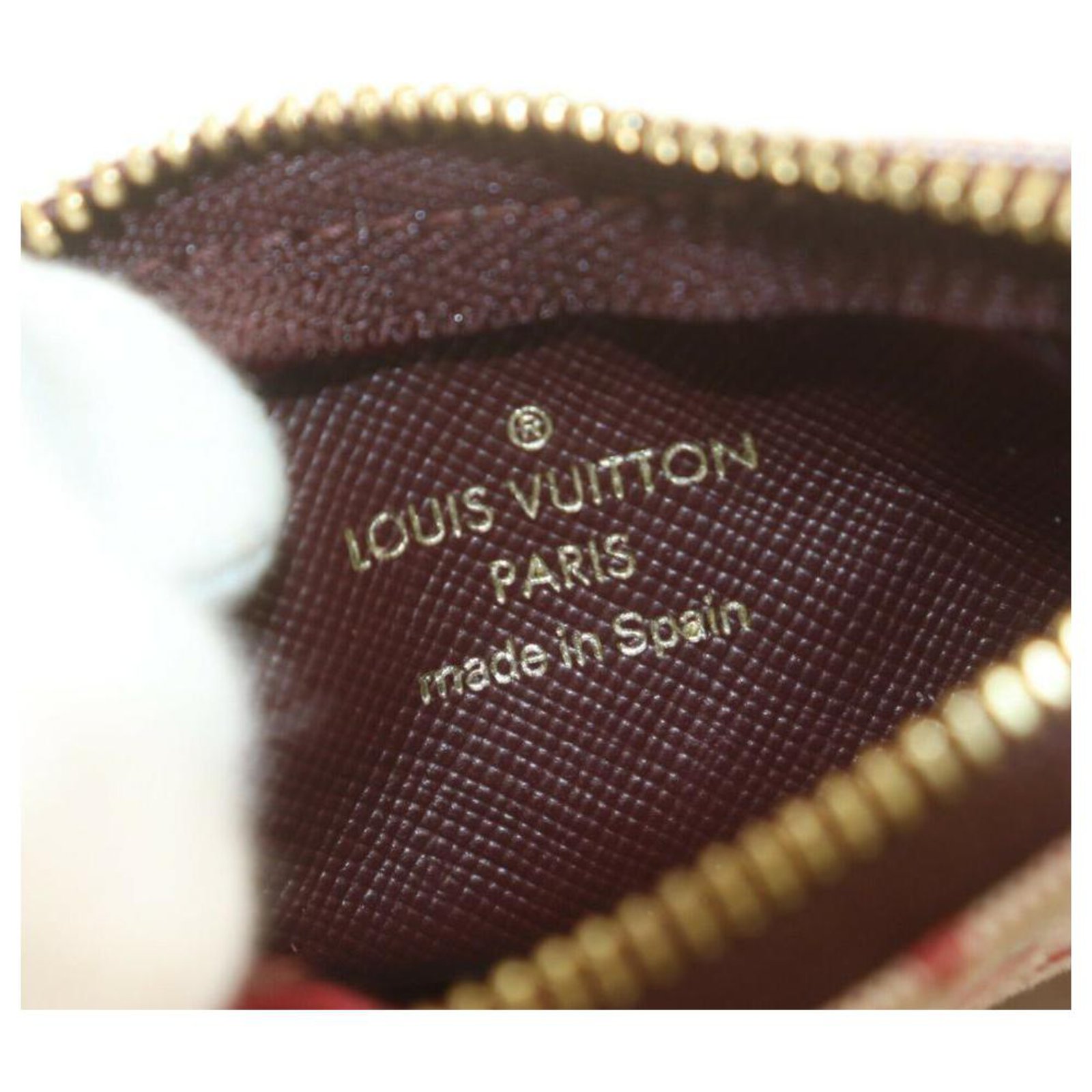 Louis Vuitton Bordeaux Monogram Mini Lin Key Chain Pochette Cles Keychain 862479