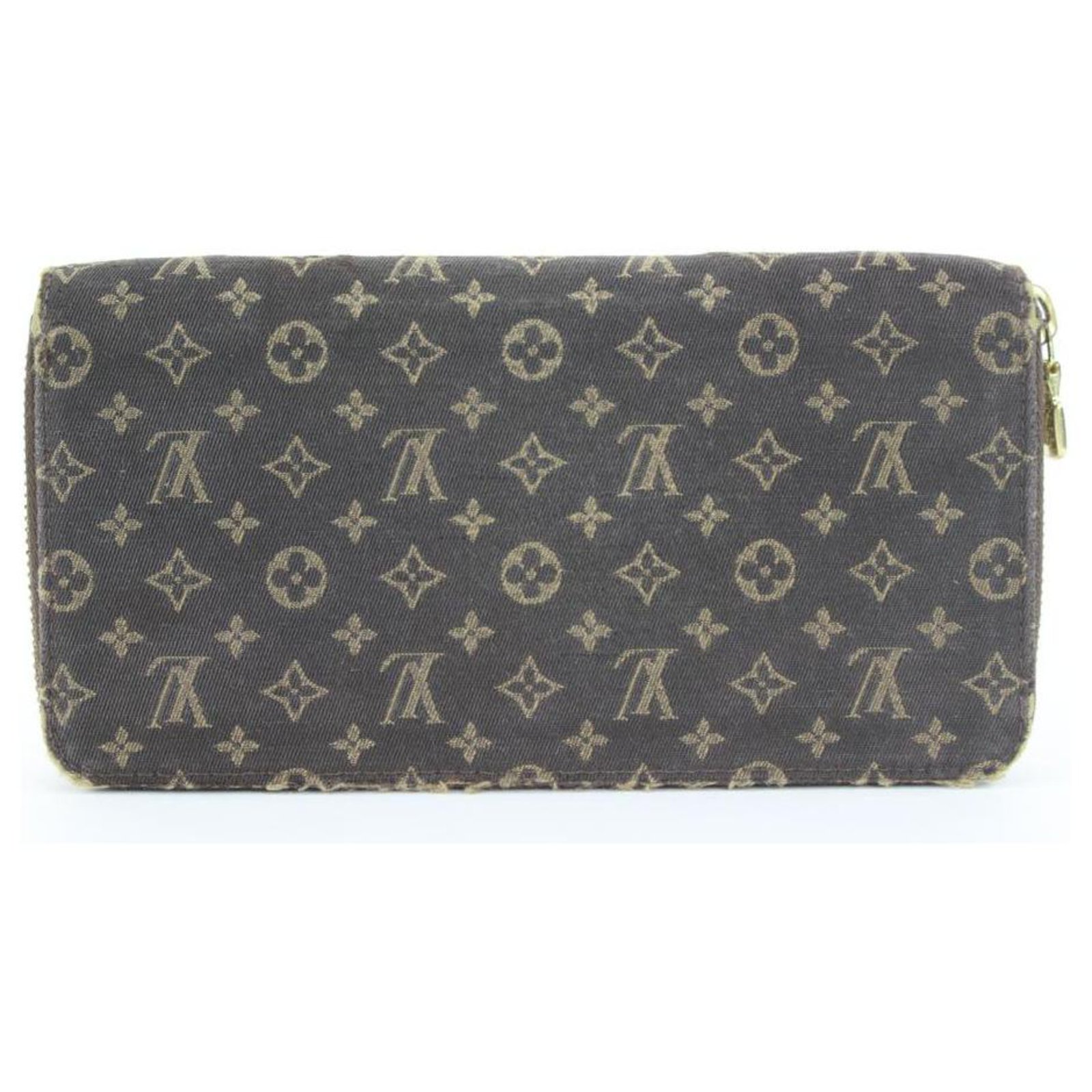Louis Vuitton Ebene Brown Monogram Mini Lin Zippy Wallet Zip Around 2lvs17