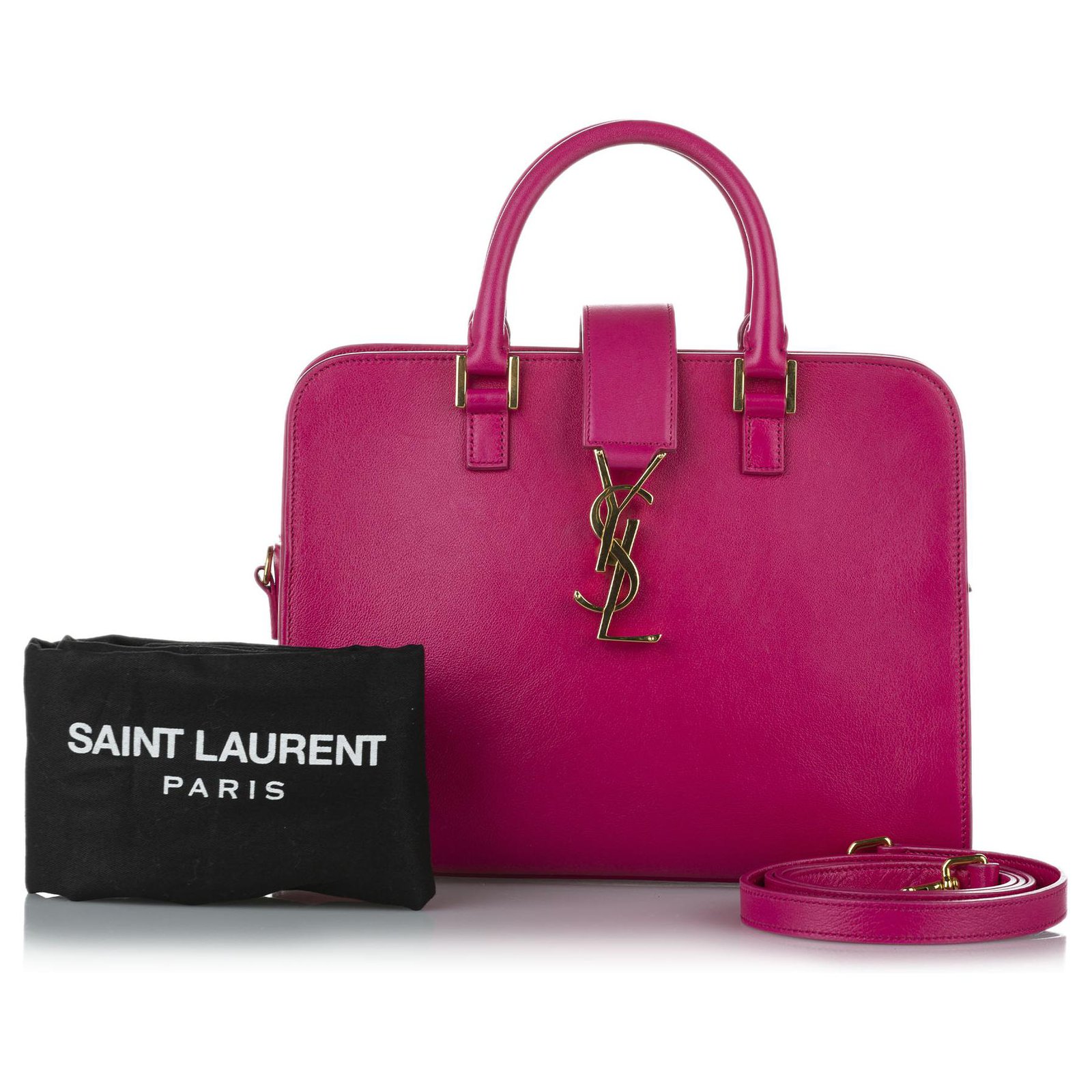 Yves Saint Laurent YSL Pink Cabas Monogram Leather Satchel Pony