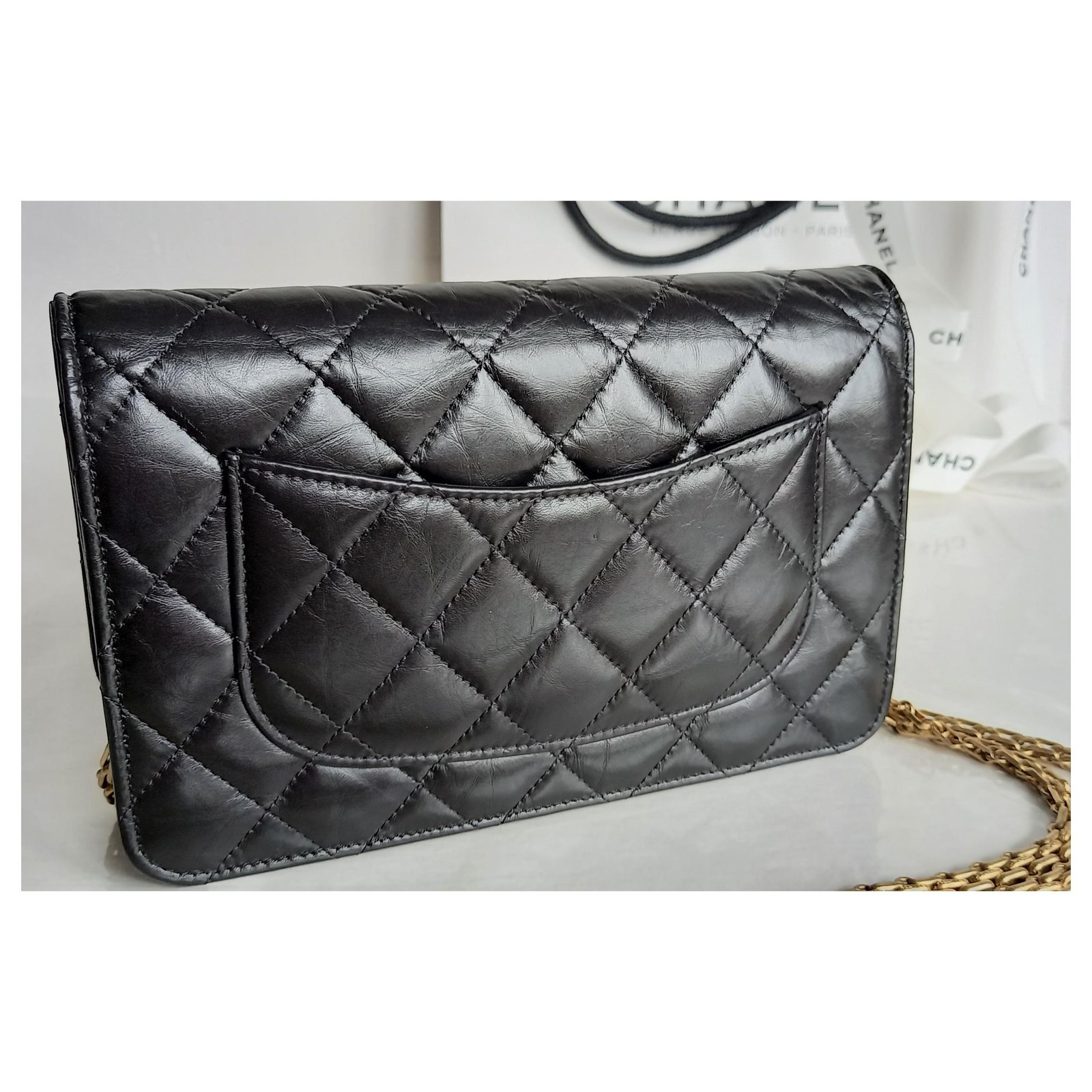 Chanel wallet on chain 2.55 Black Leather ref.299613 - Joli Closet
